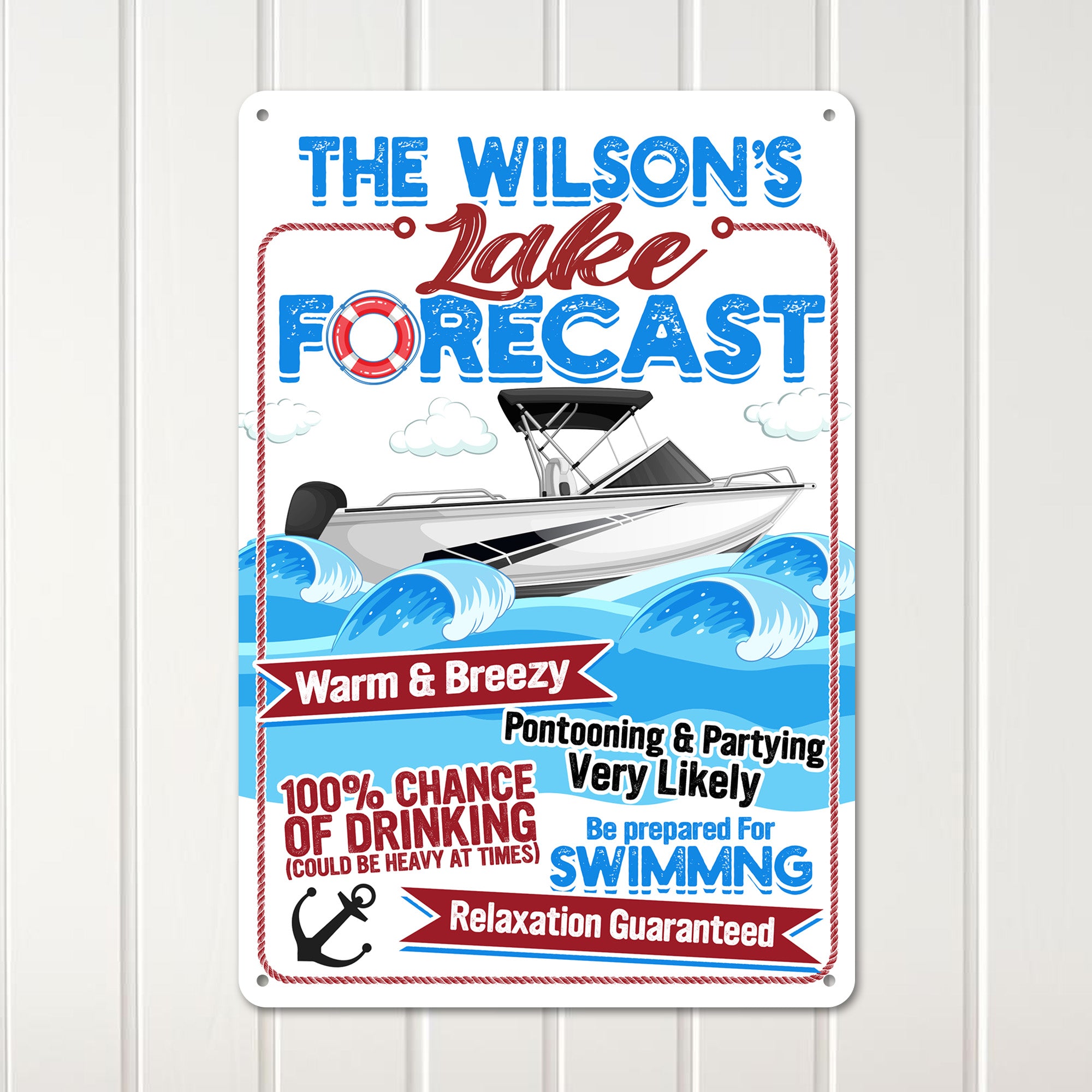 Personalized Wilson's Lake Forecast Metal Sign - Custom Nautical Decor Gift for Lake Lovers - Image 2