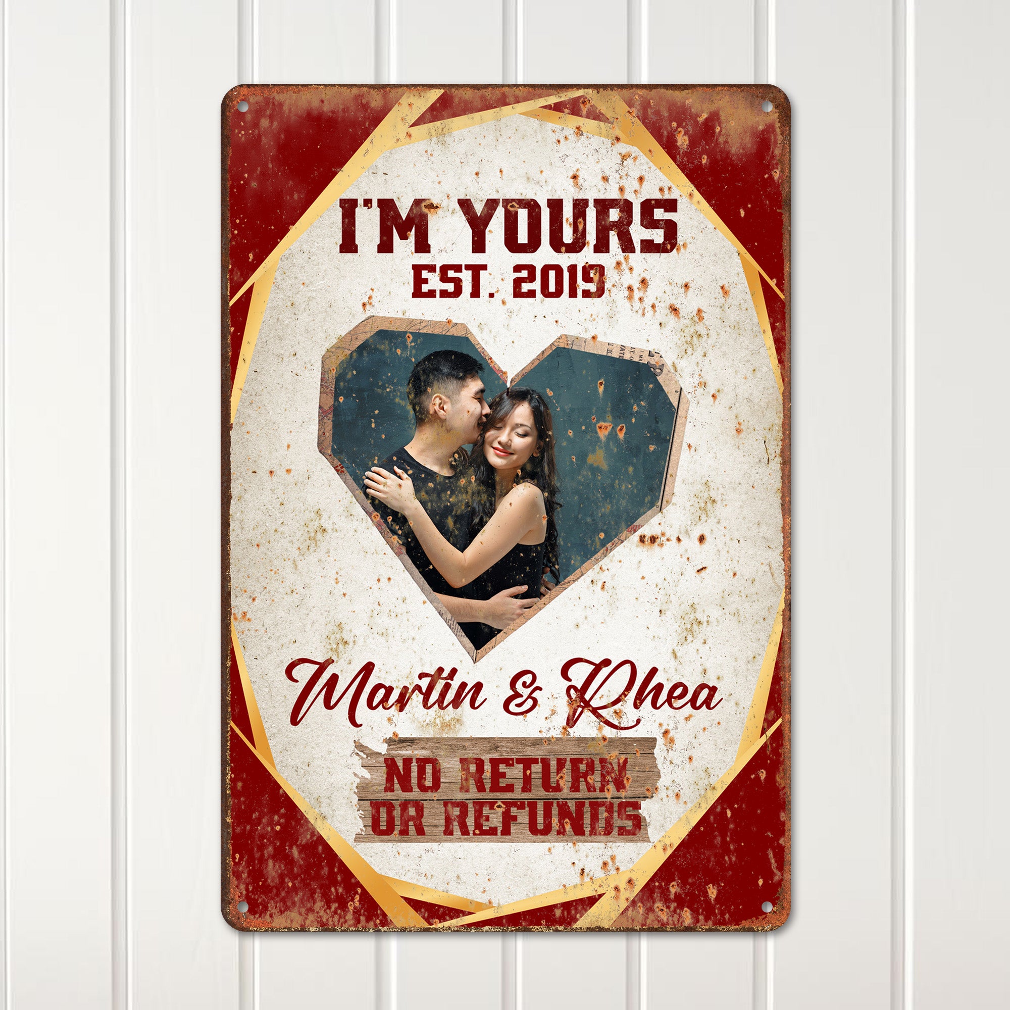 Personalized "I'm Yours" Metal Sign - Custom Name & Date - Unique Gift for Couples, Anniversaries, Weddings, or Valentine's Day - Image 2