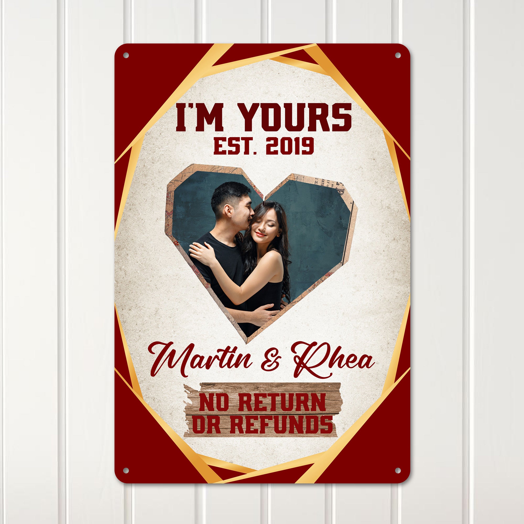 Personalized "I'm Yours" Metal Sign - Custom Name & Date - Unique Gift for Couples, Anniversaries, Weddings, or Valentine's Day - Image 3