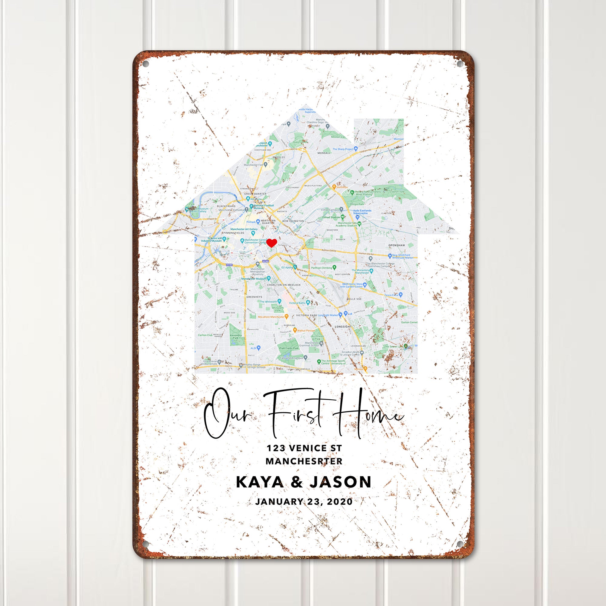 Personalized "Our First Home" Metal Sign – Custom Map Art for Homeowners, Couples, and New Home Gift - Image 2
