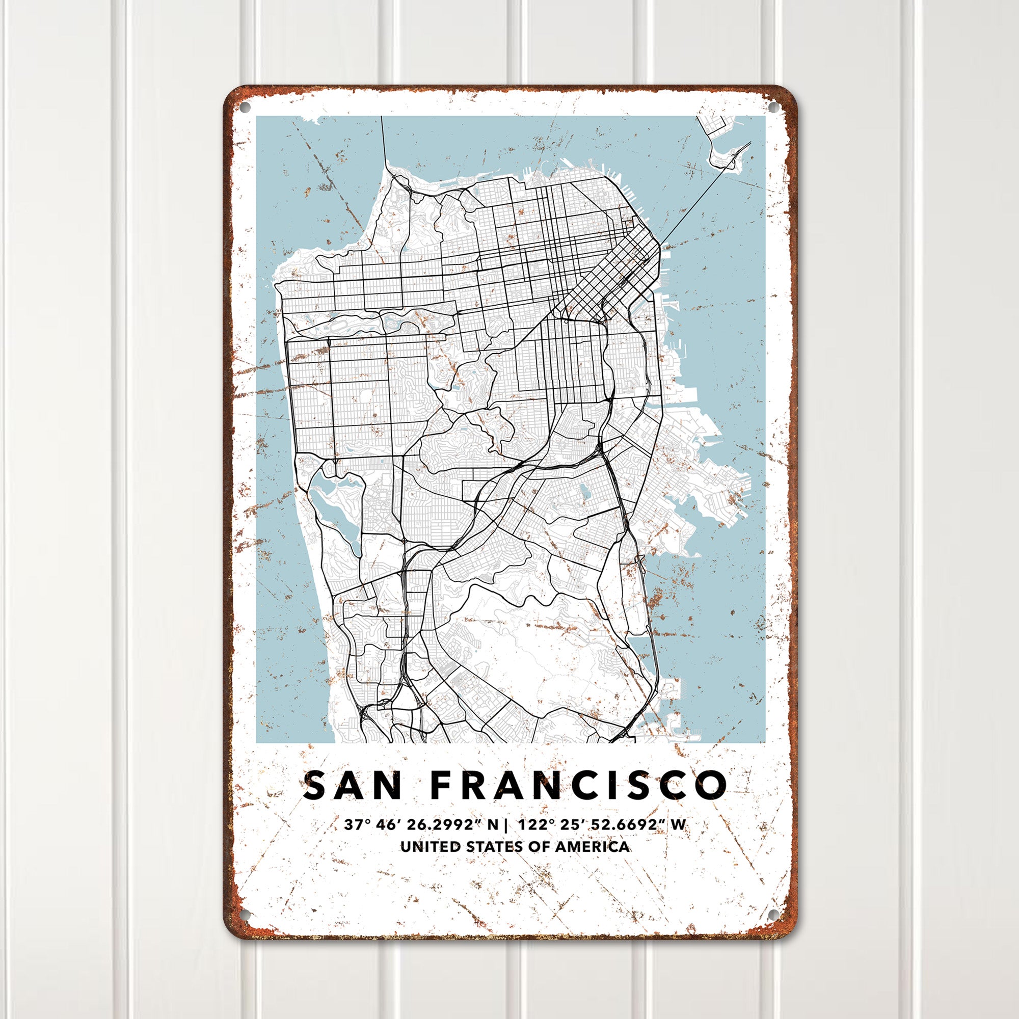 Personalized San Francisco Metal Sign – Custom Map Decor for Homes and Offices - Image 2