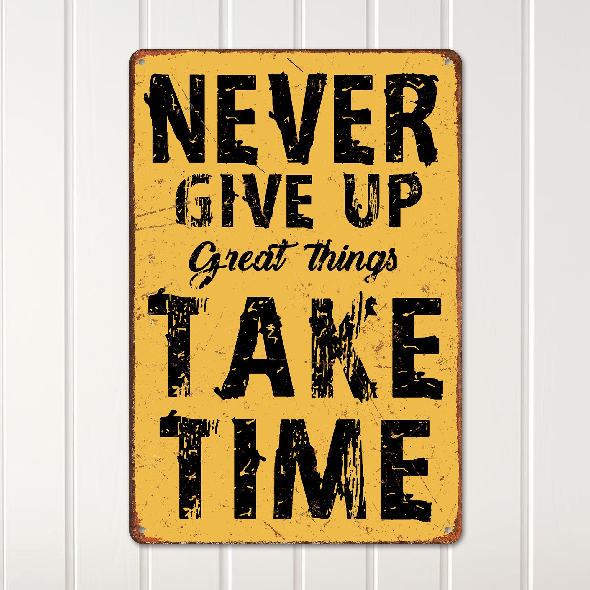 Inspiring "Never Give Up" Customized Metal Sign - Perfect Motivational Gift with Vintage Charm - Image 2