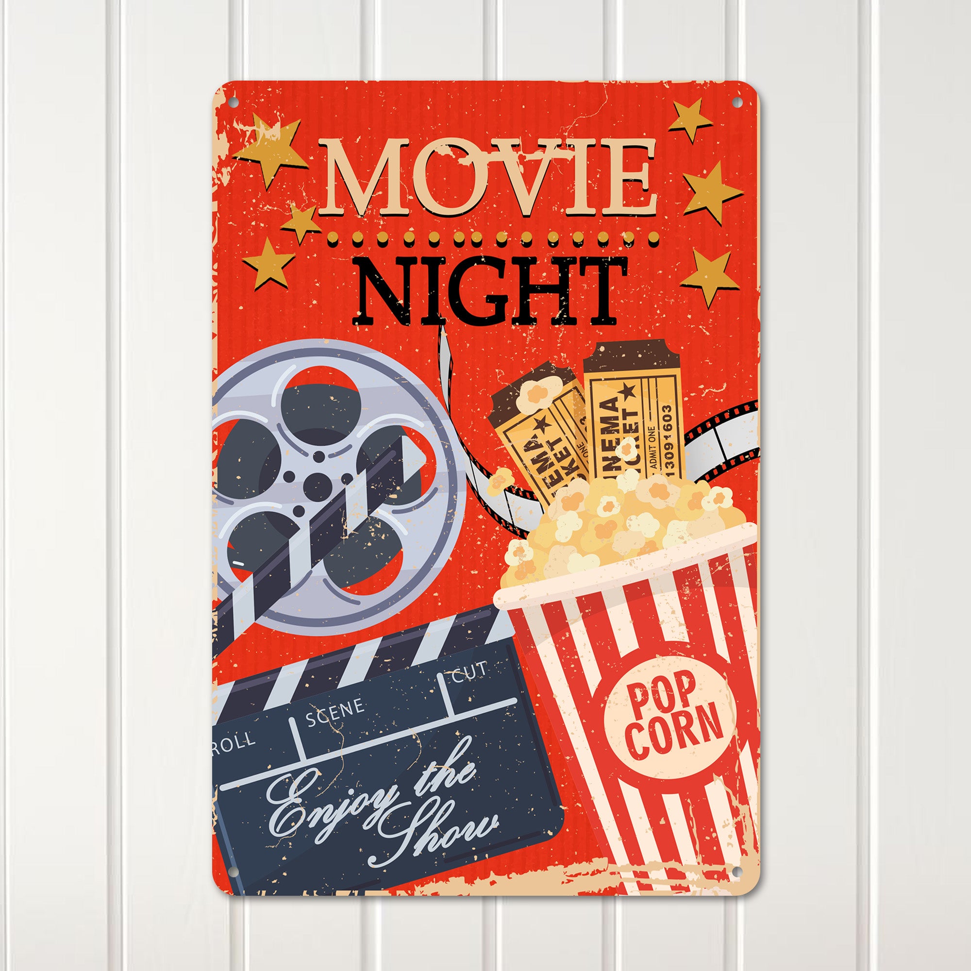 Personalized Retro Movie Night Metal Sign - Custom Popcorn and Cinema Decor - Perfect Gift for Film Lovers and Home Theaters - Image 2