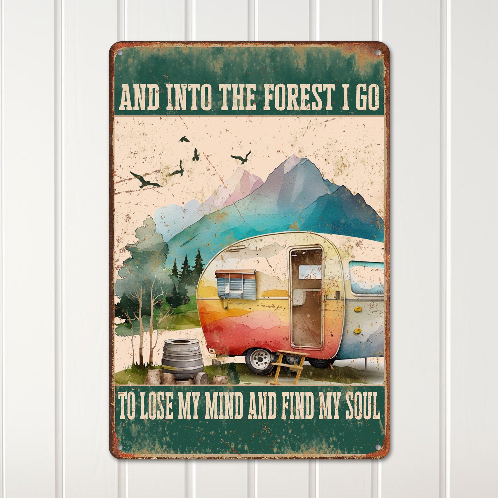 Personalized Vintage Camper Metal Sign - Forest Adventure Quote - Perfect Gift for Nature Lovers - Image 2