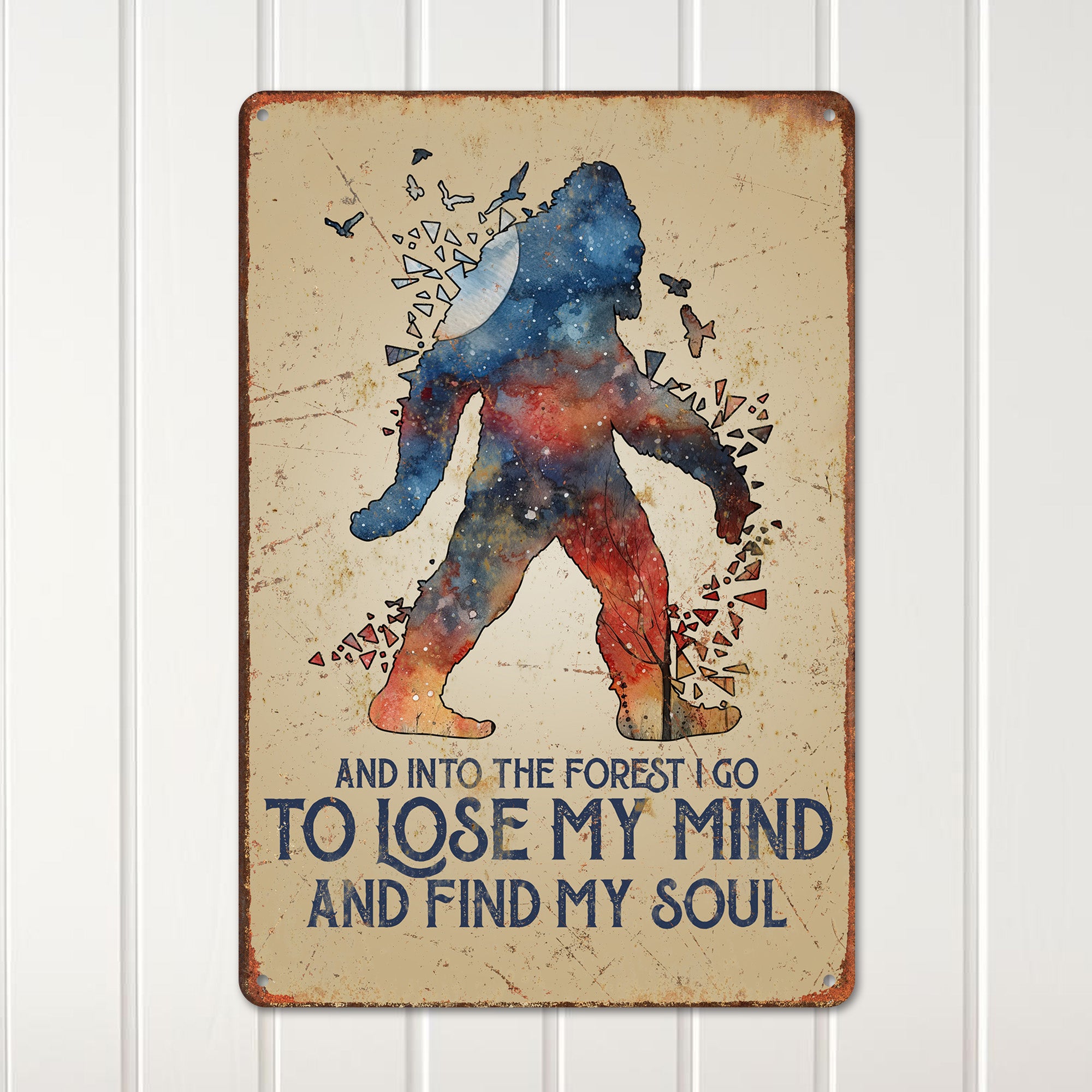 Personalized Forest Adventure Metal Sign – Cosmic Bigfoot Art, Perfect for Nature Lovers and Gift Giving - Image 2