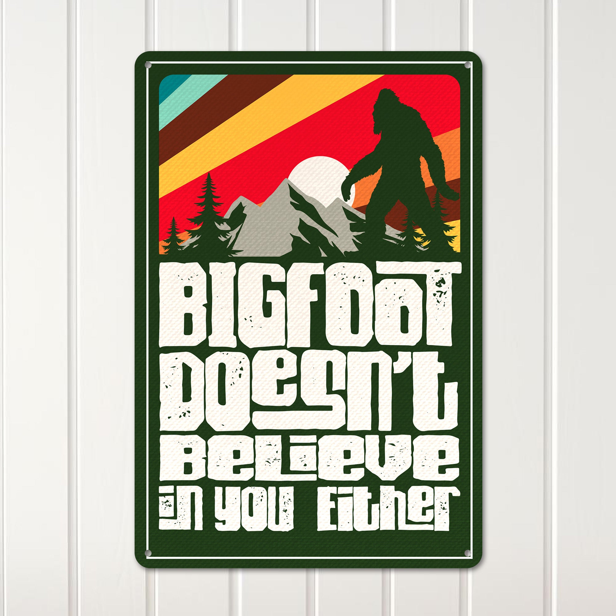 Retro Bigfoot Belief Metal Sign - Personalized Sasquatch Wall Decor for Home, Cabin, or Office - Unique Gift for Cryptid Lovers - Image 3