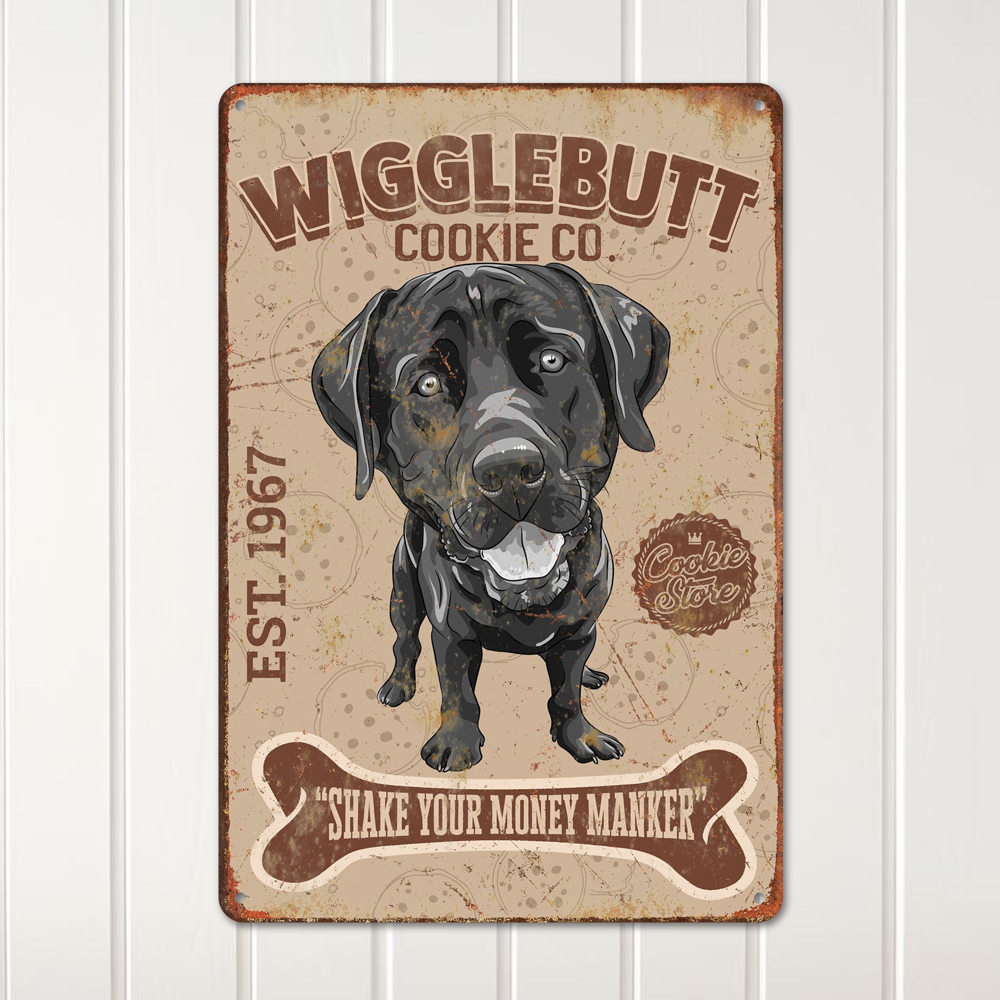 Personalized Wigglebutt Cookie Co Metal Sign - Customizable Vintage Dog Art - Perfect Gift for Pet Lovers, Established 1967 - Image 2