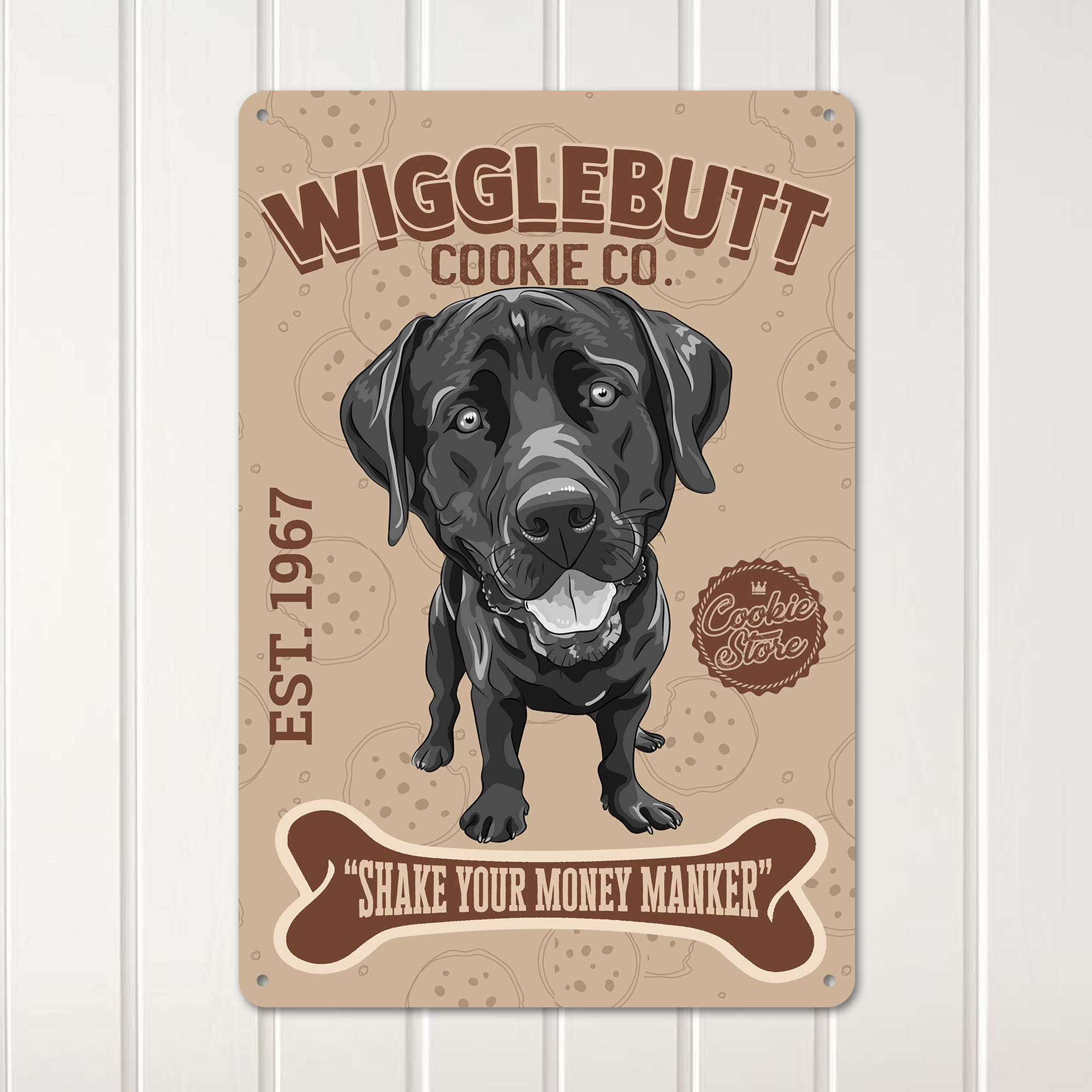 Personalized Wigglebutt Cookie Co Metal Sign - Customizable Vintage Dog Art - Perfect Gift for Pet Lovers, Established 1967 - Image 3