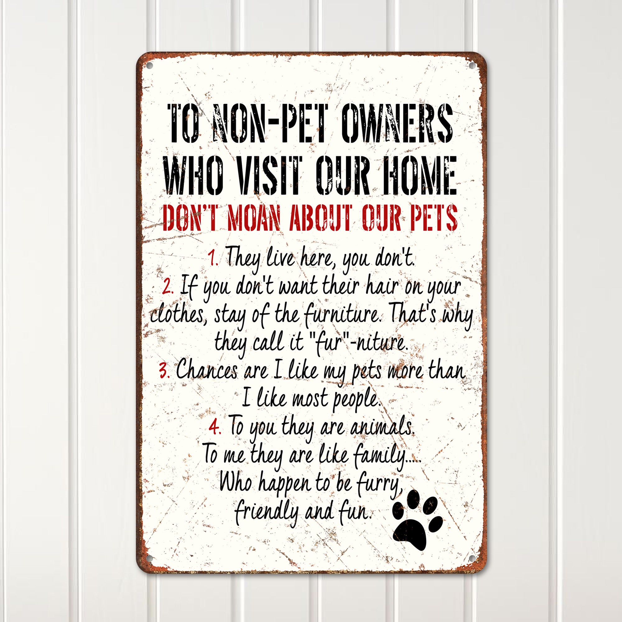 Personalized "Pet Lovers Welcome" Metal Sign - Custom Home Décor for Pet Owners - Handmade Rustic Sign with Humorous Touch - Image 2