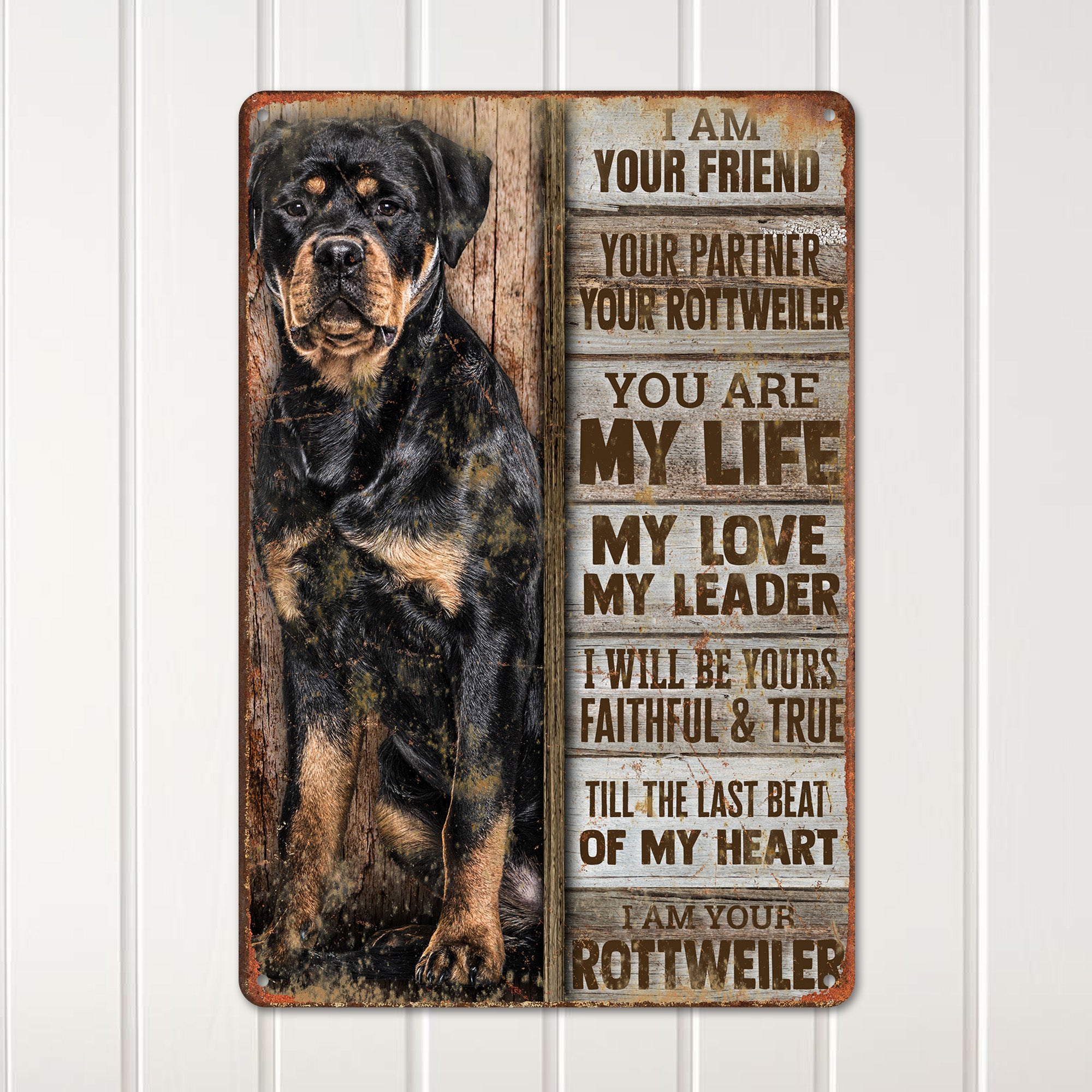 Personalized Rottweiler Tribute Metal Sign - Rustic Wall Art for Dog Lovers - Heartfelt Pet Memorial or Gift - Customizable Name Plate - Image 2