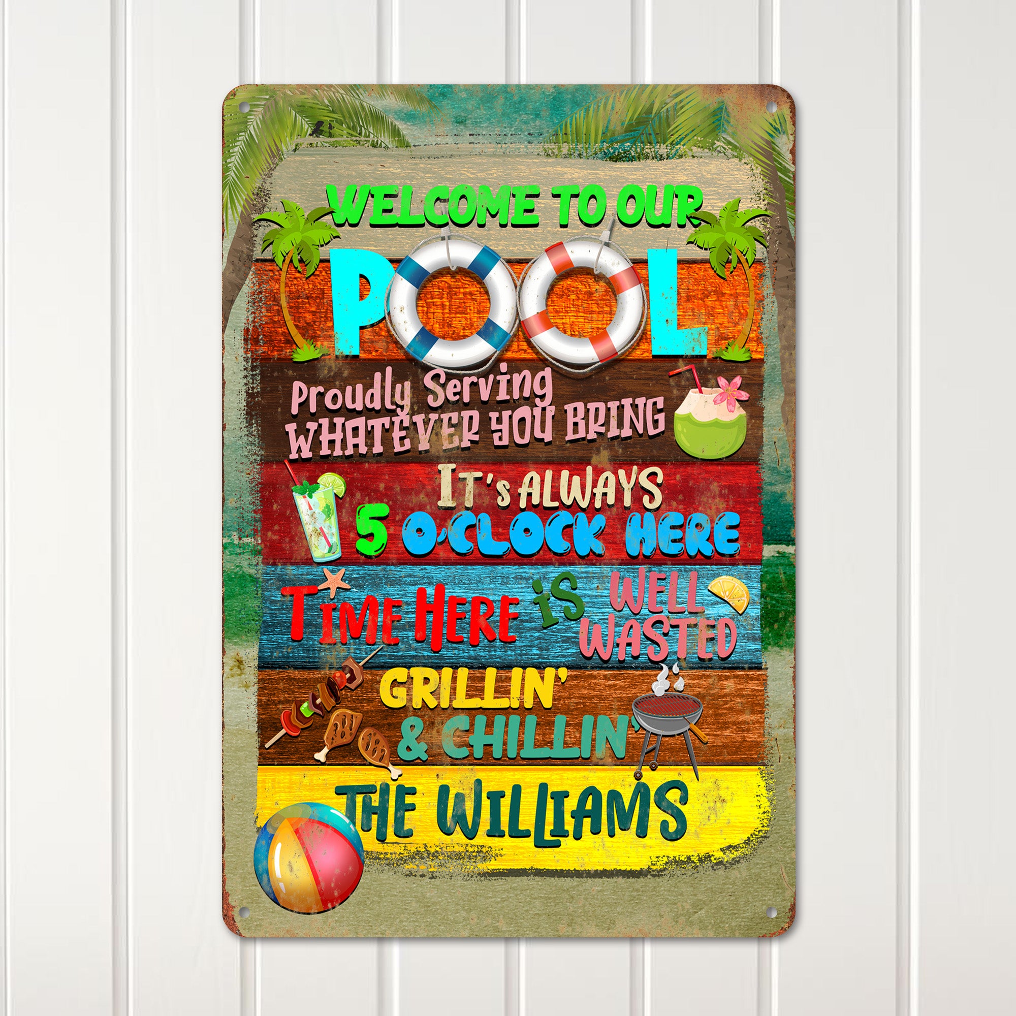 Personalized Poolside Metal Sign – Custom Family Name Decor for Outdoor Fun and Relaxation - Image 2