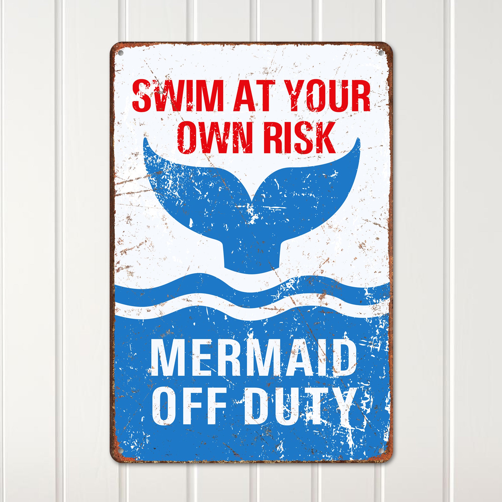 Personalized "Mermaid Off Duty" Metal Sign - Vintage Nautical Decor for Beach Lovers, Customizable Ocean Art Gift - Image 2