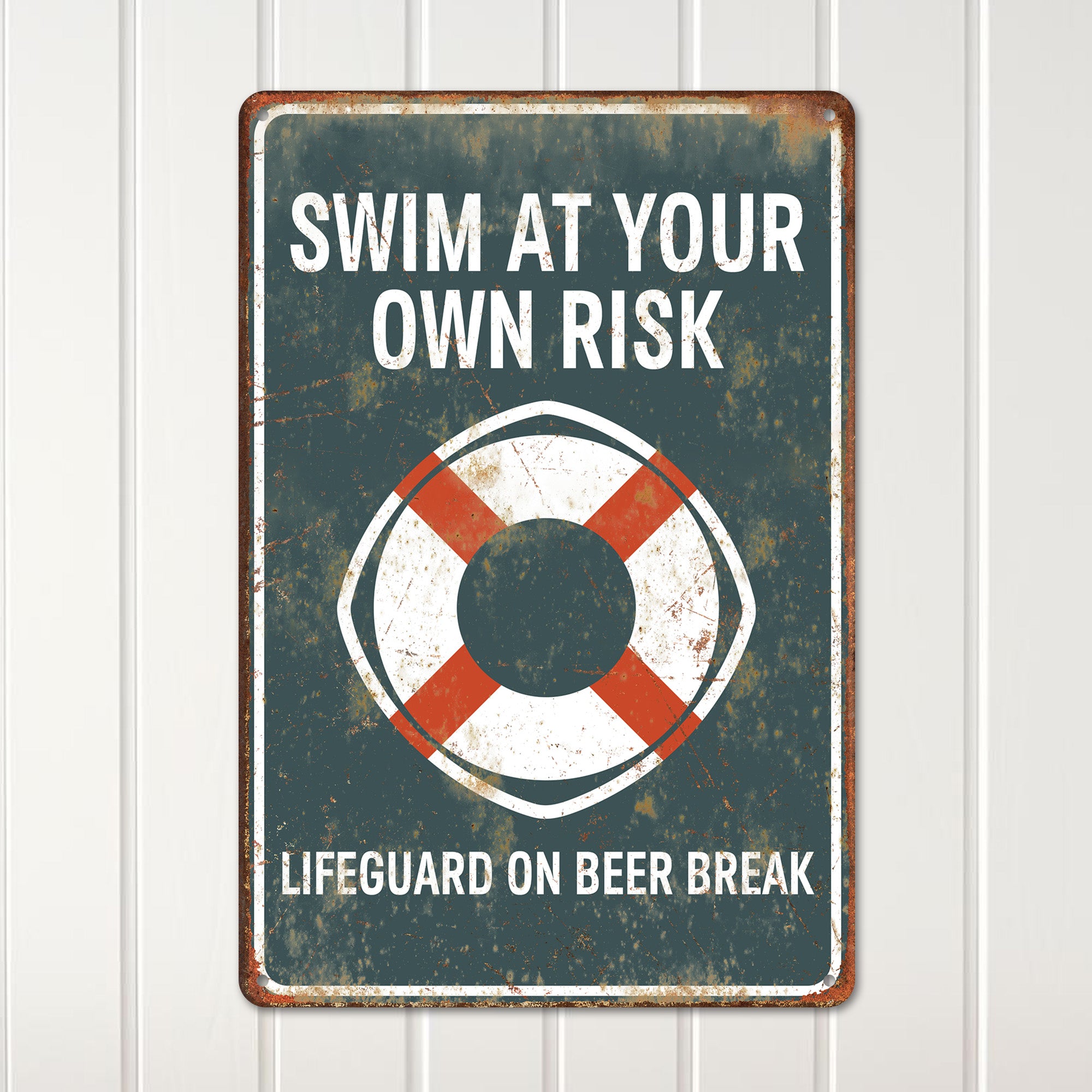 Custom Rustic Metal Pool Sign – "Swim at Your Own Risk" – Perfect Retro Decor or Gift for Beach Lovers - Image 2
