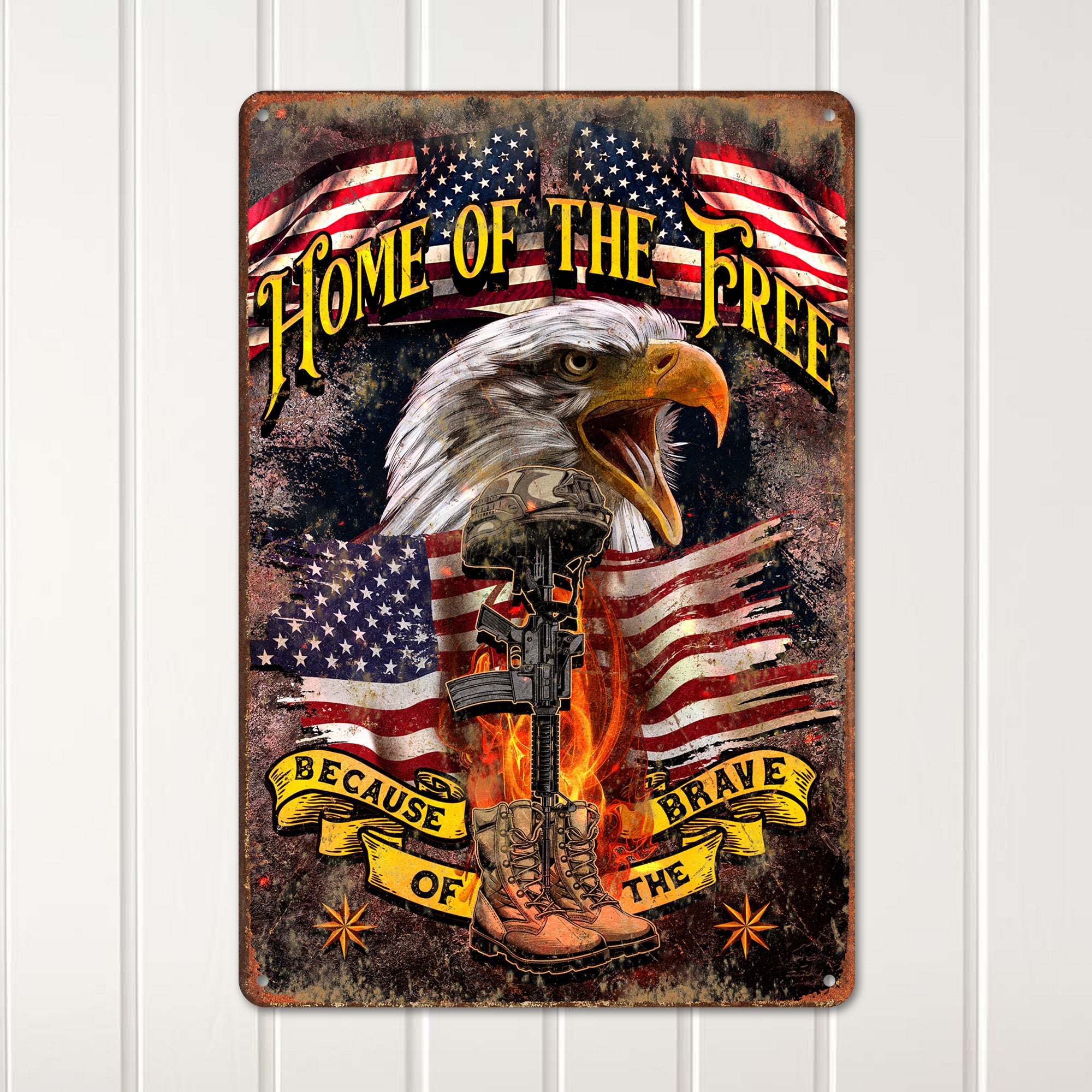 Personalized Patriotic Metal Sign - "Home of the Free" Eagle Design | Perfect Customizable Gift for Veterans & Patriotic Americans - Image 2