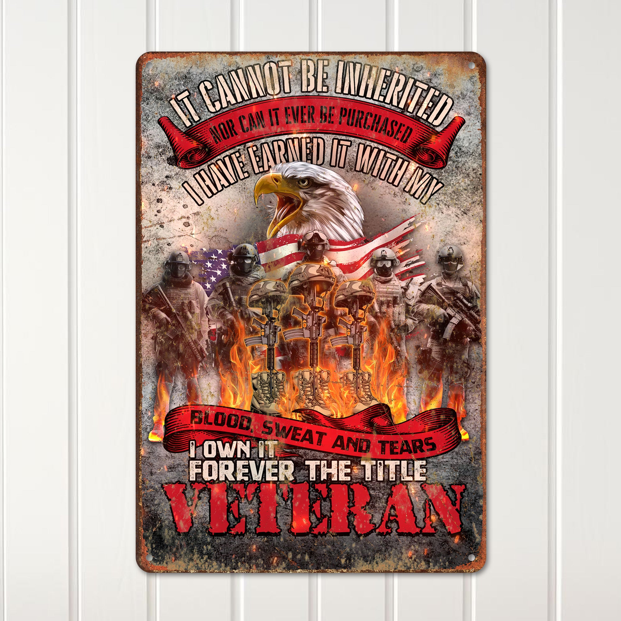 Personalized Veteran Metal Sign – Customizable Wall Art for Honoring Service with Eagle & Flag Design - Image 2