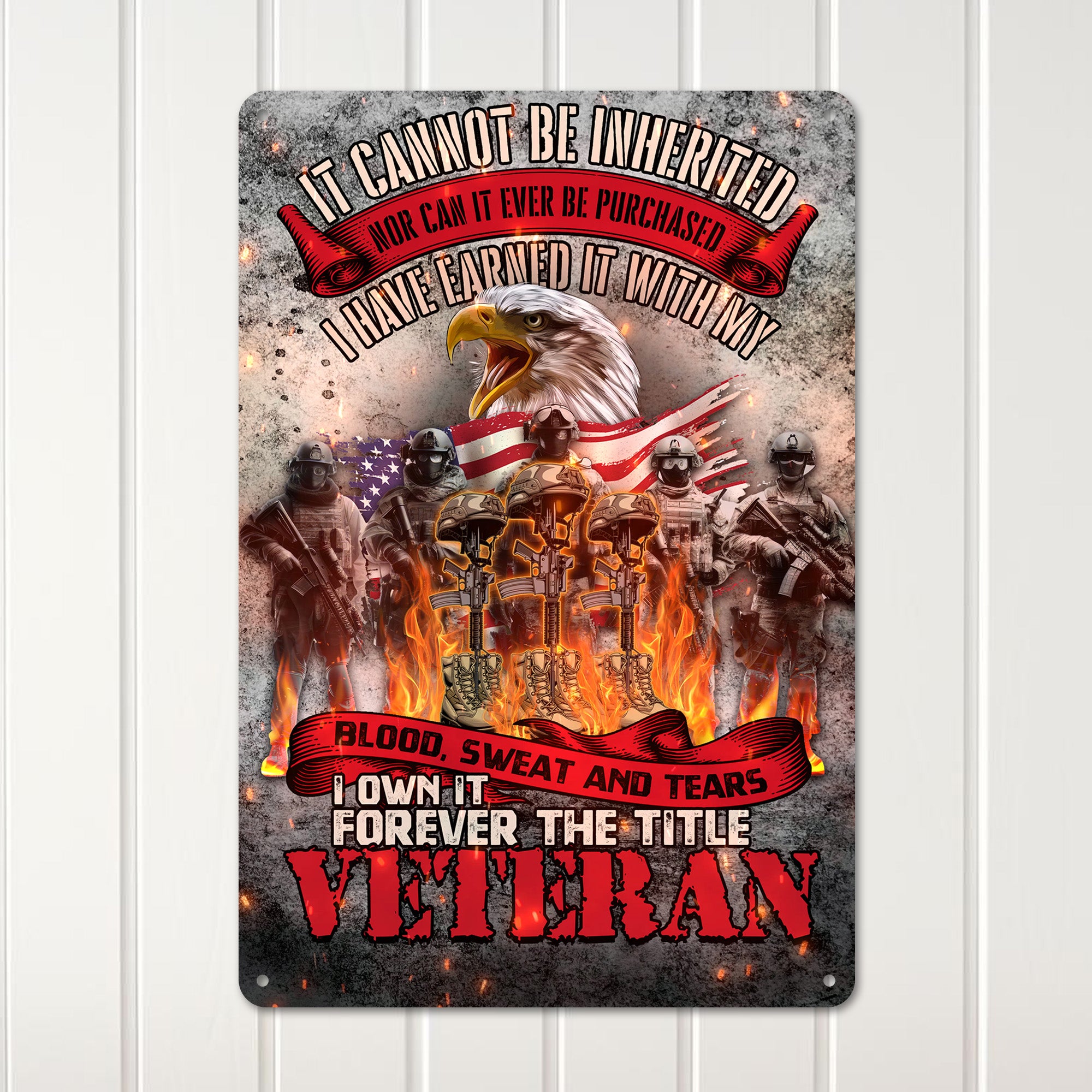 Personalized Veteran Metal Sign – Customizable Wall Art for Honoring Service with Eagle & Flag Design - Image 3