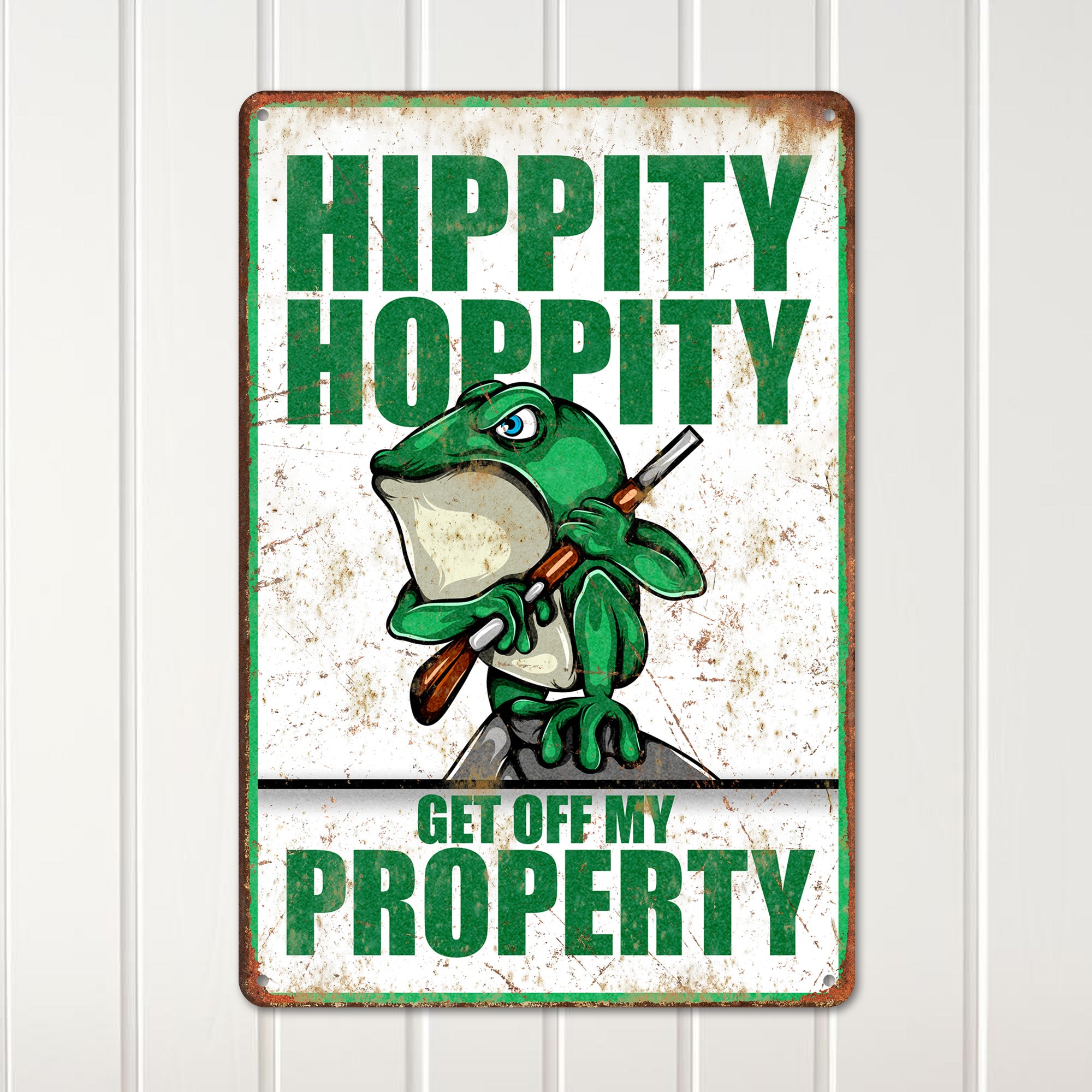 Personalized "Hippity Hoppity Get Off My Property" Metal Sign - Customizable Rustic Frog Decor for Home & Garden - Image 2