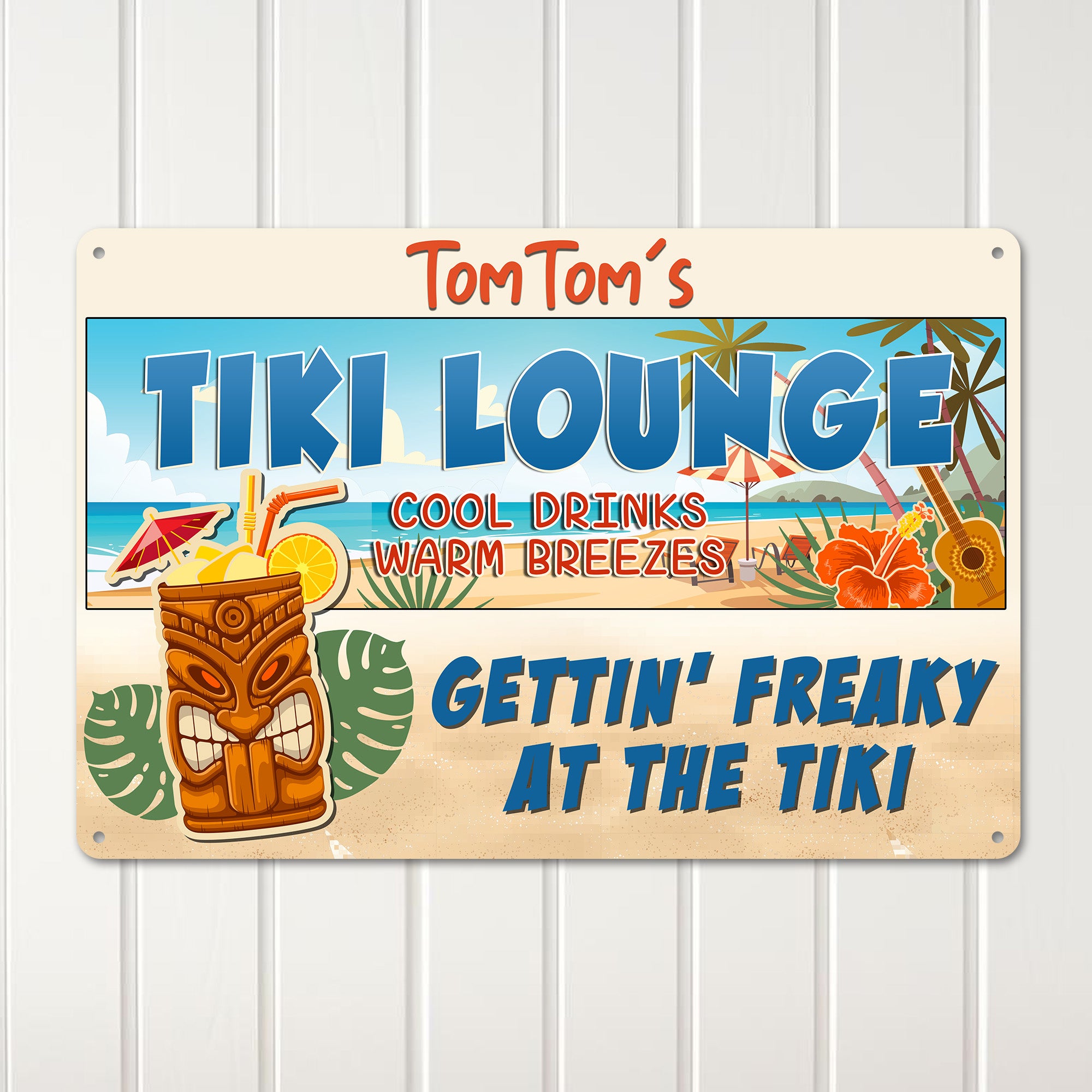 Personalized Retro Tiki Lounge Metal Sign – Custom Beach Bar Decor with Vintage Flair for Tropical Vibes - Image 2