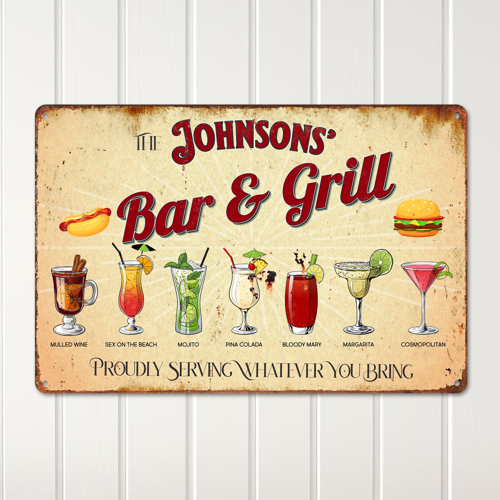 Personalized Rustic Metal Bar Sign - Customizable Bar & Grill Decor for Home Entertaining - Image 2