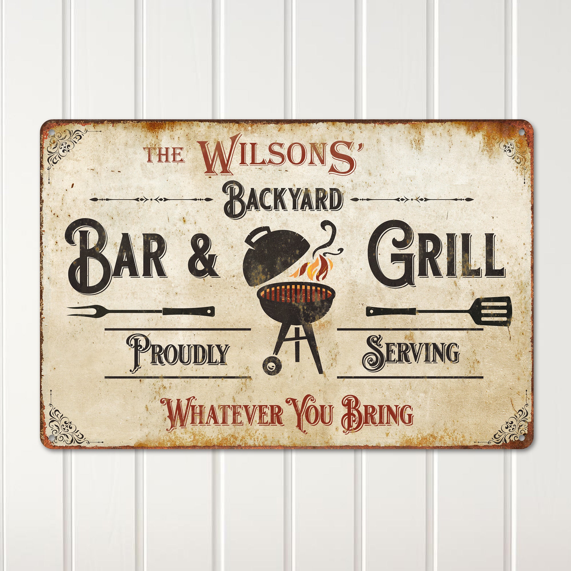 Personalized Vintage-Style Metal Sign for Backyard BBQs - Custom Family Name, Rustic Decor for Home, Garden, and Grill Enthusiasts - Image 2