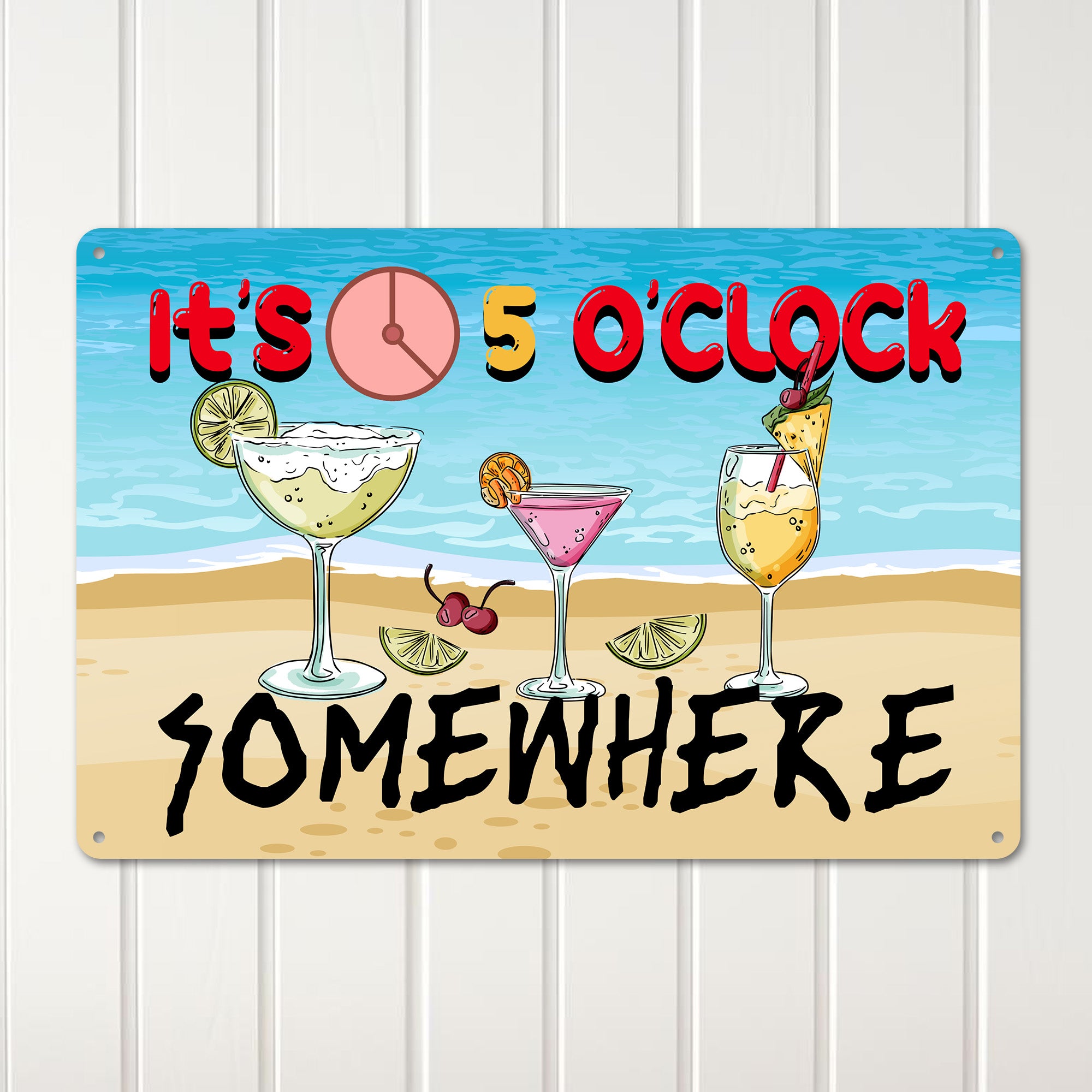 Personalized "It's 5 O'Clock Somewhere" Metal Sign - Perfect Handmade Beach-Themed Wall Decor for Home Bars and Gift-Giving - Image 3