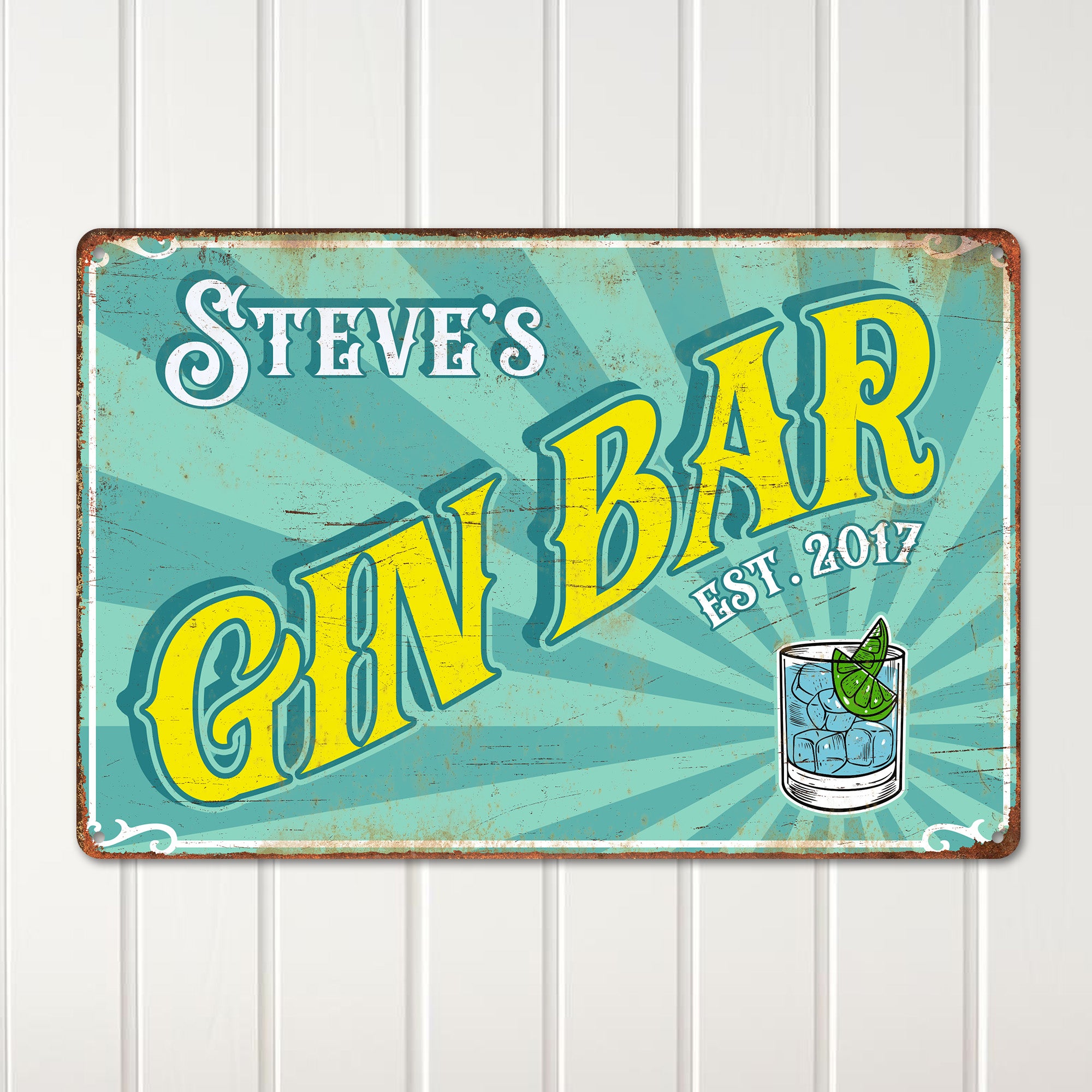 Personalized Vintage-Style Metal Gin Bar Sign – Custom Name & Year, Perfect Gift for Gin Lovers and Home Bar Décor - Image 2