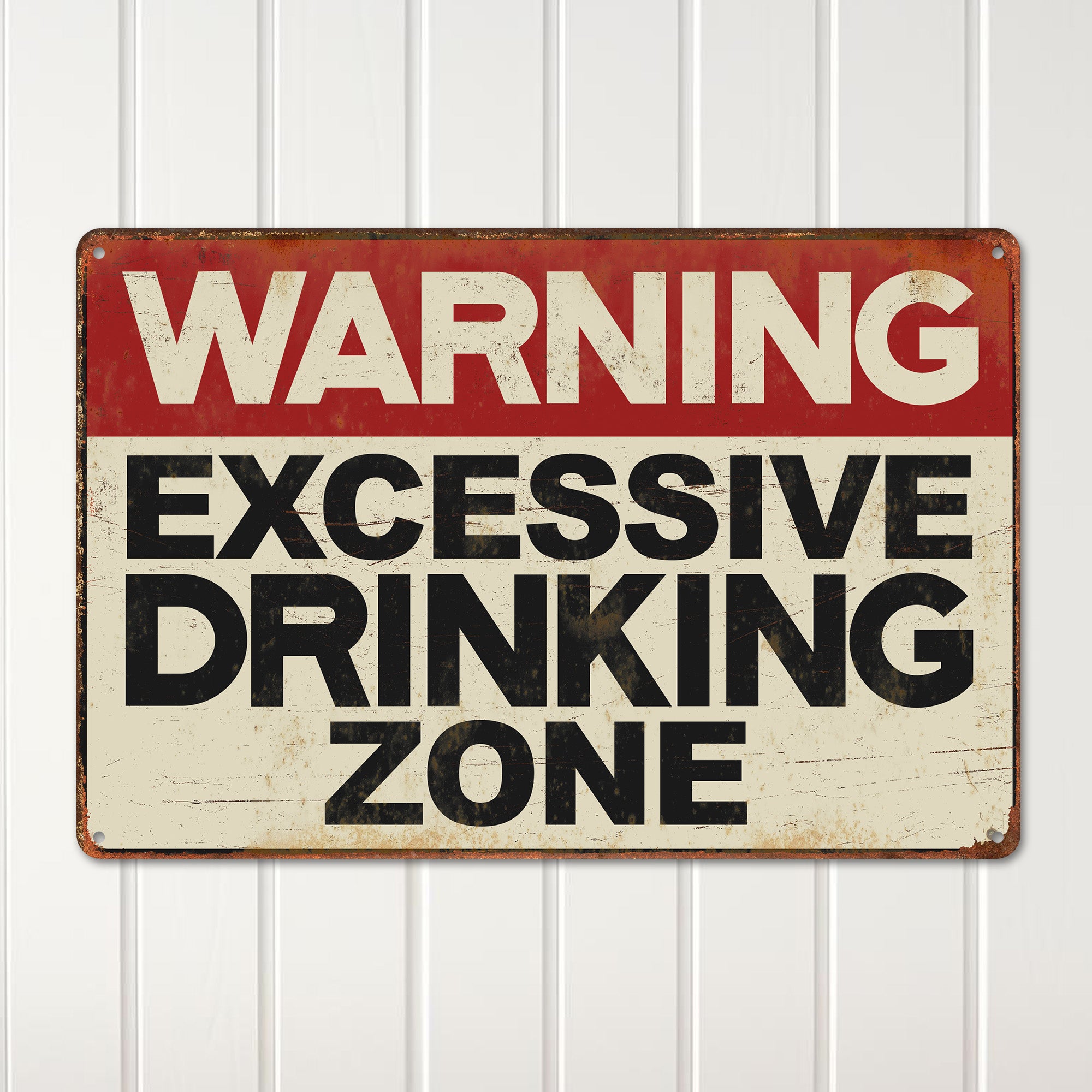 Personalized Vintage-Style Metal Sign - "WARNING: Excessive Drinking Zone" | Customizable Gift for Fun Occasions - Image 2