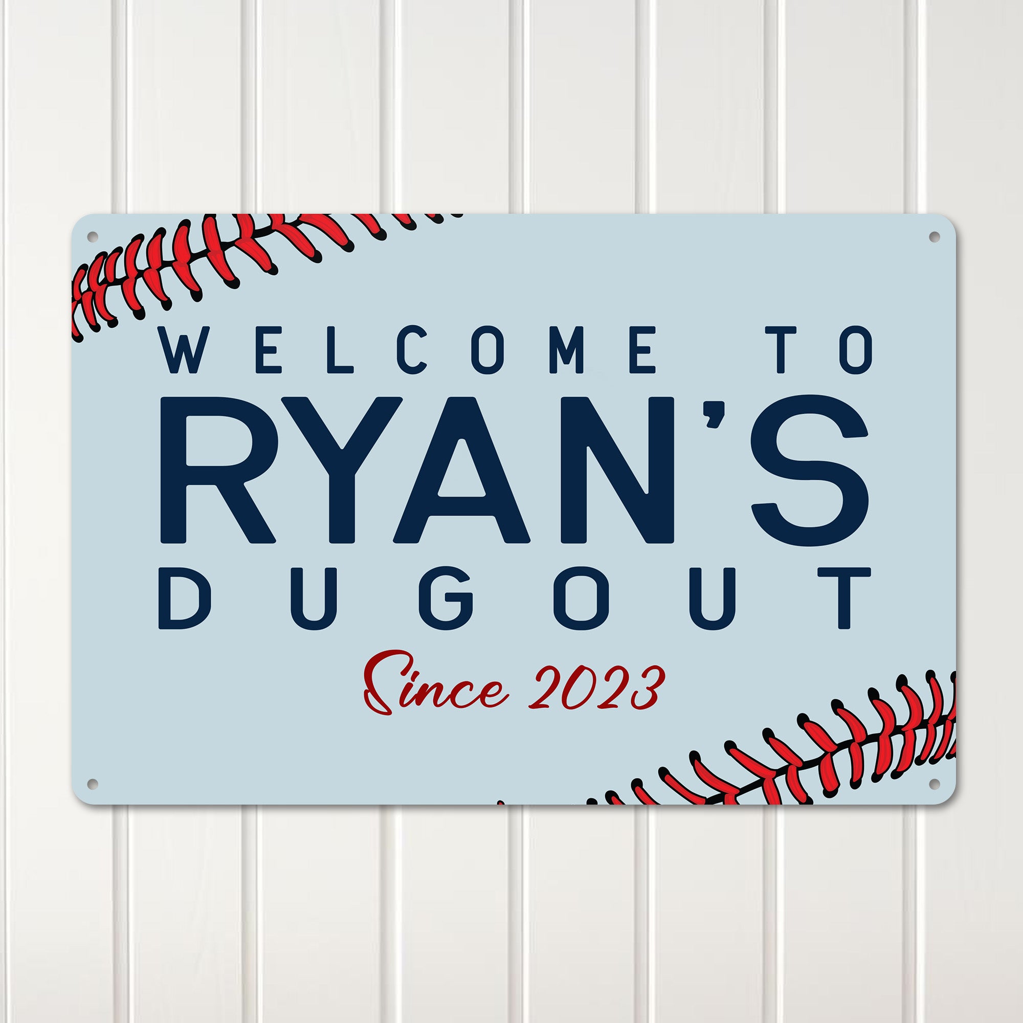 Personalized Baseball-Themed Metal Sign - "Welcome to [Name]'s Dugout" - Custom Sports Home Decor - Perfect Gift for Baseball Lovers - Image 3