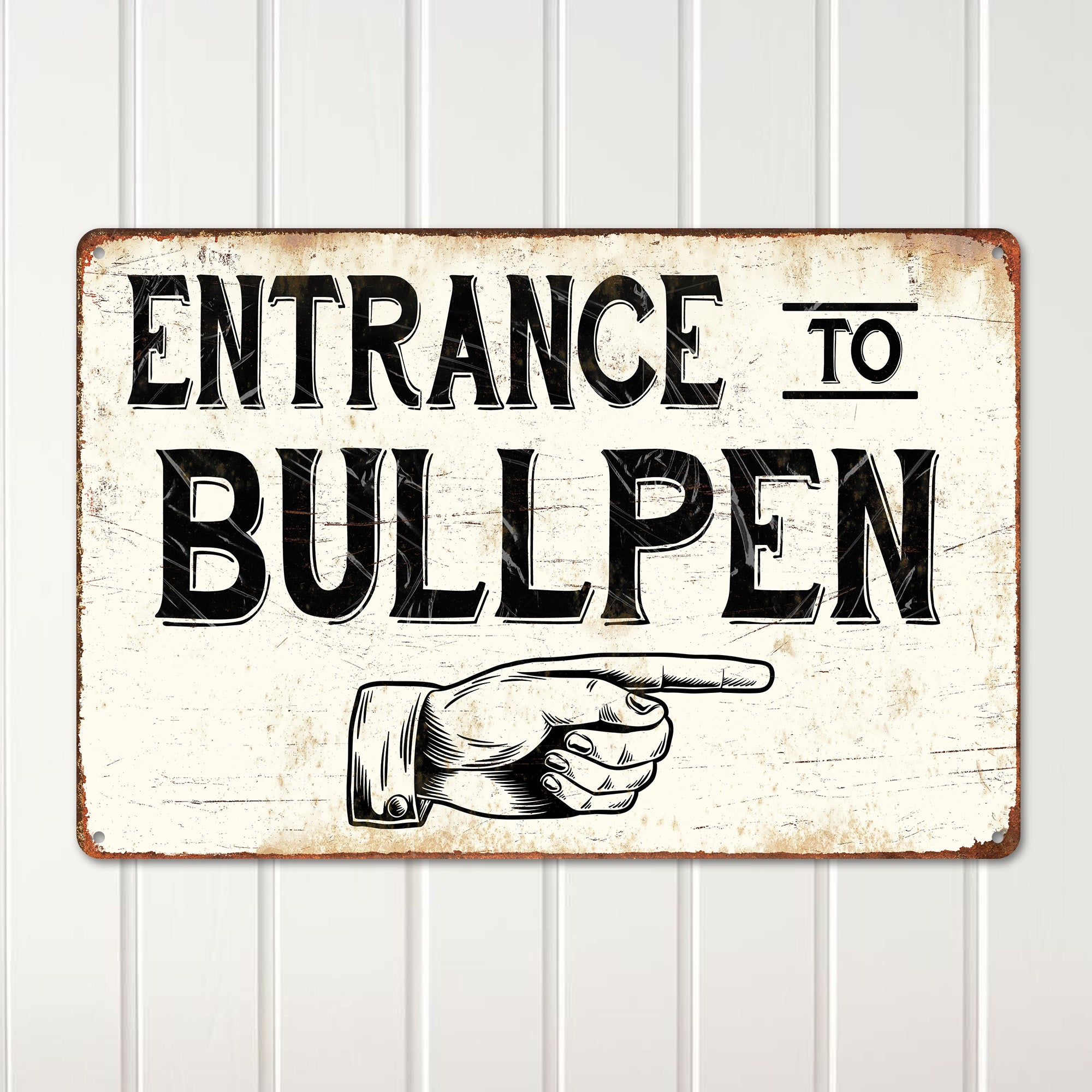 Personalized Vintage-Style Metal "Entrance to Bullpen" Sign - Handcrafted, Rustic Decor Gift with Customization Options - Image 2