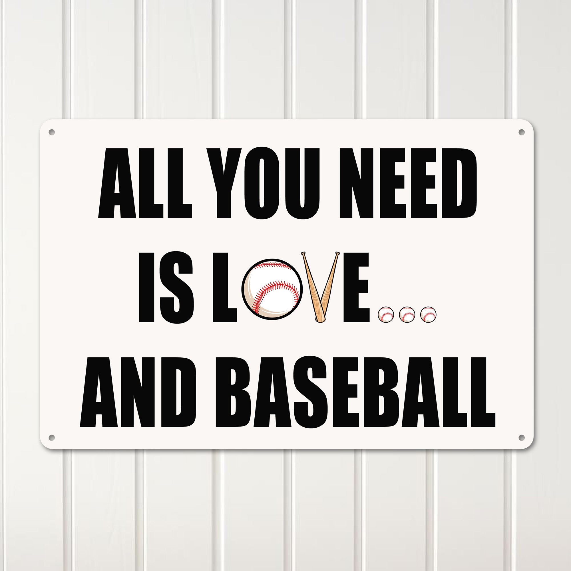 Personalized "All You Need is Love and Baseball" Rustic Metal Sign - Customizable Gift for Baseball Lovers - Image 3