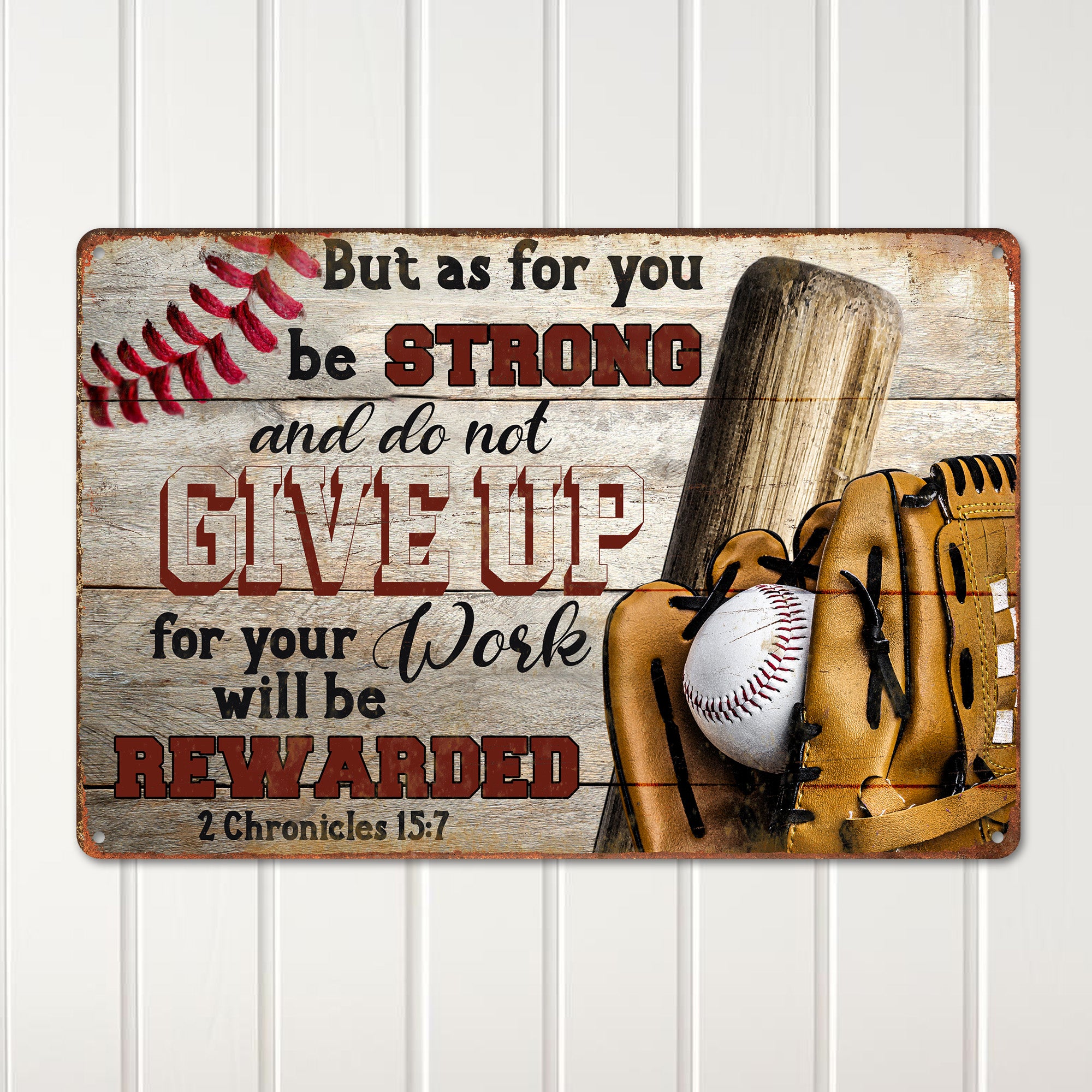 Personalized Inspirational Baseball Metal Sign - Customizable Rustic Decor for Motivational Gift-Giving - Image 2