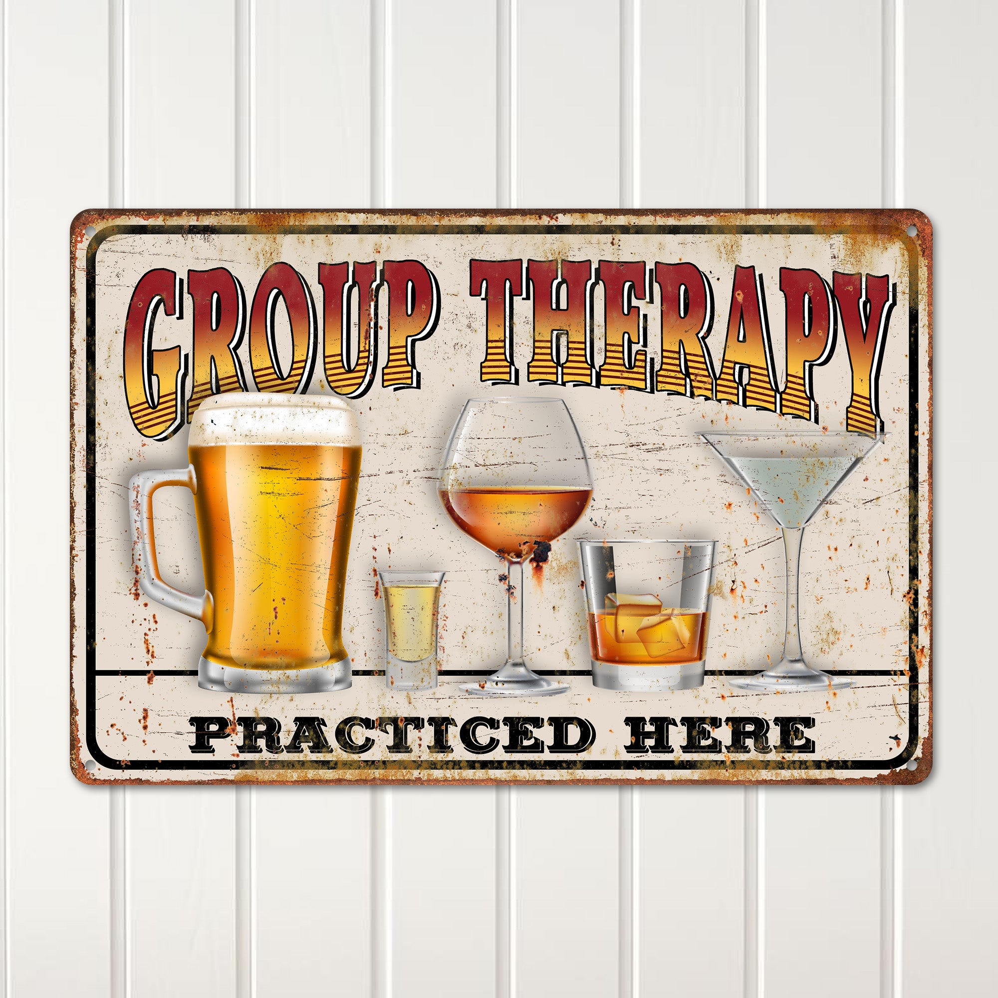 Personalized "Group Therapy" Vintage Metal Sign - Handmade, Durable, and Perfect for Home Bars and Gift Giving - Image 2