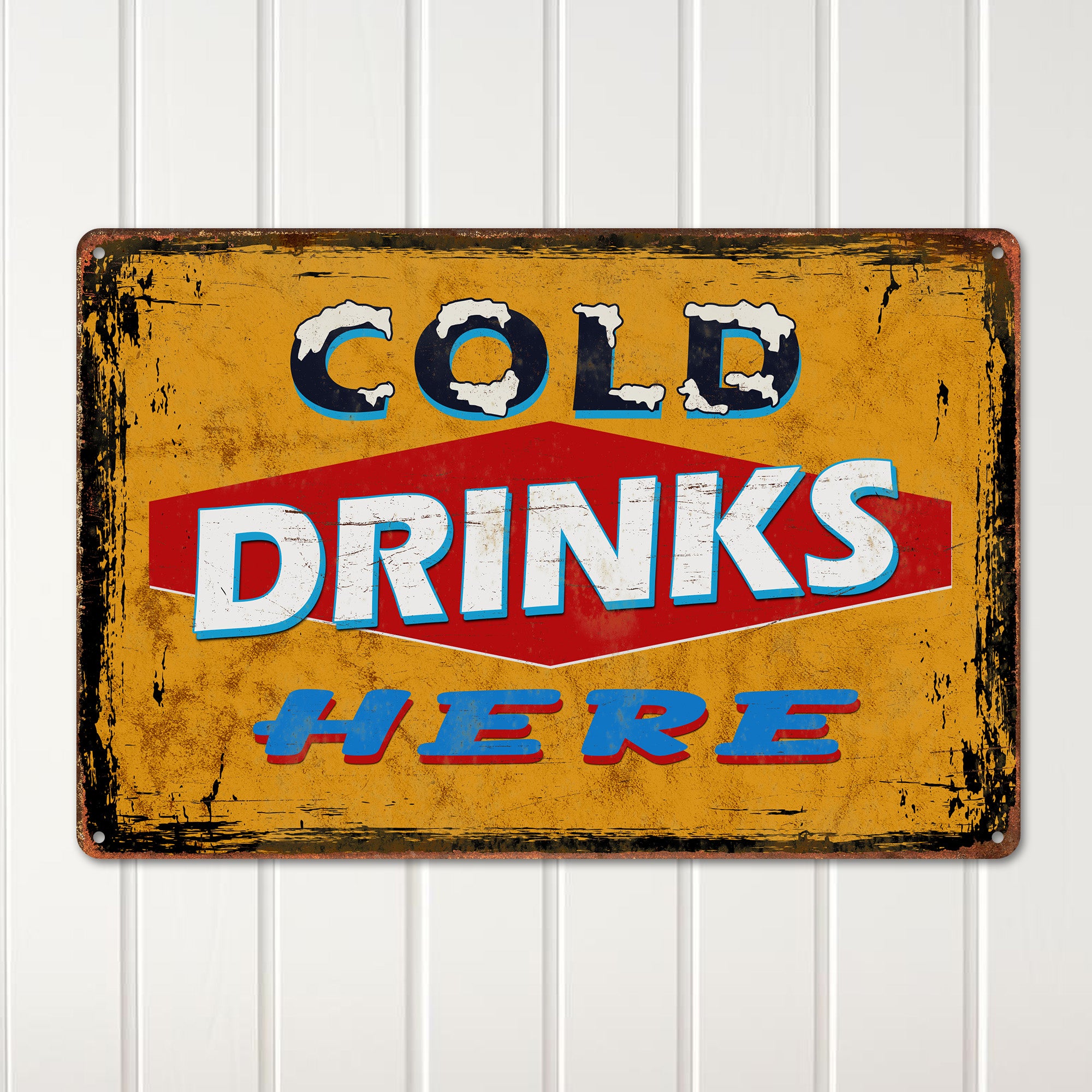 Vintage-Style Personalized Metal Sign - "Cold Drinks Here" - Handmade Customizable Sign for Home Bars, Cafes, Gift for Dad or Friend - Image 2