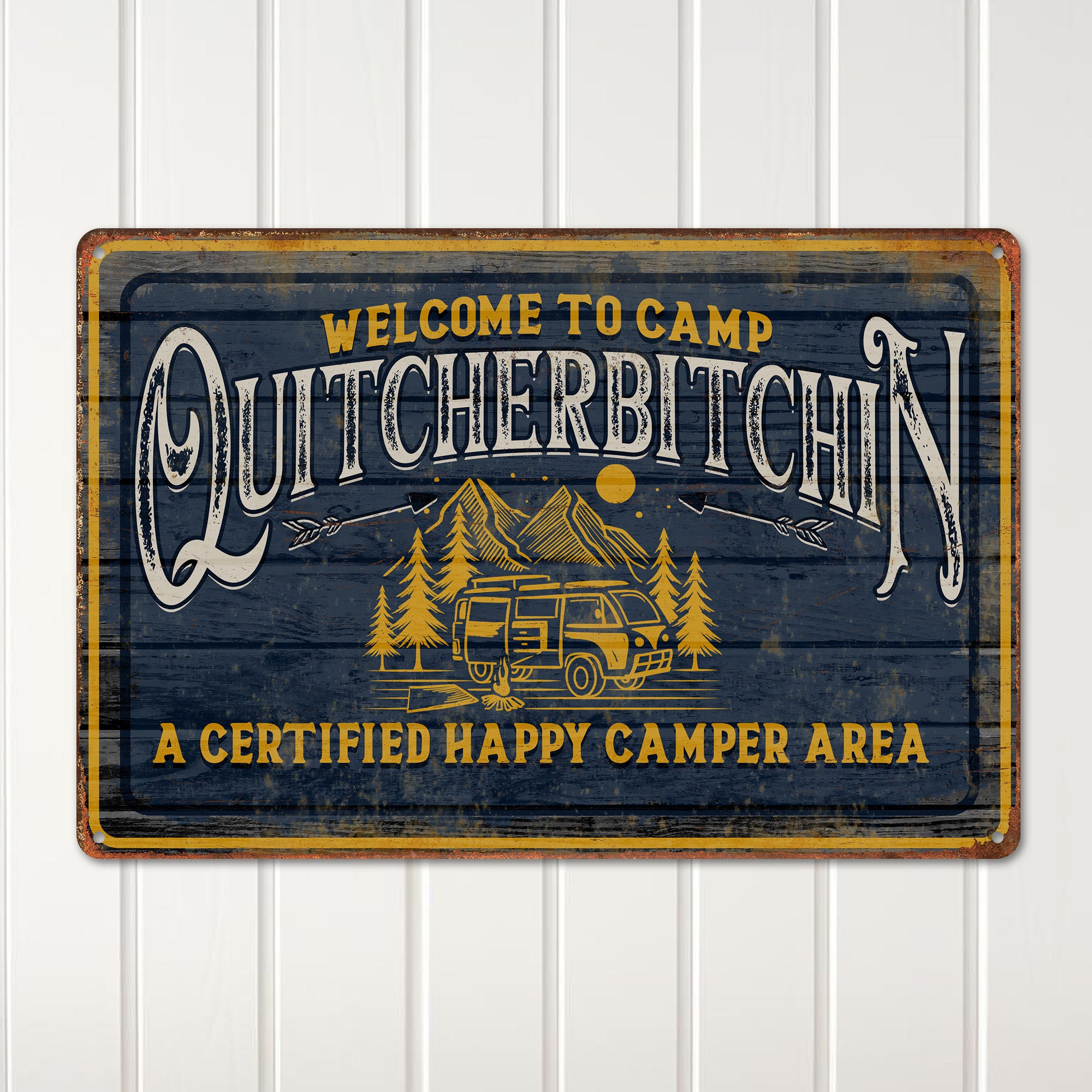 Personalized Camp Quitcherbitchin Metal Sign - Vintage Design for Happy Campers and Outdoor Enthusiasts - Image 2