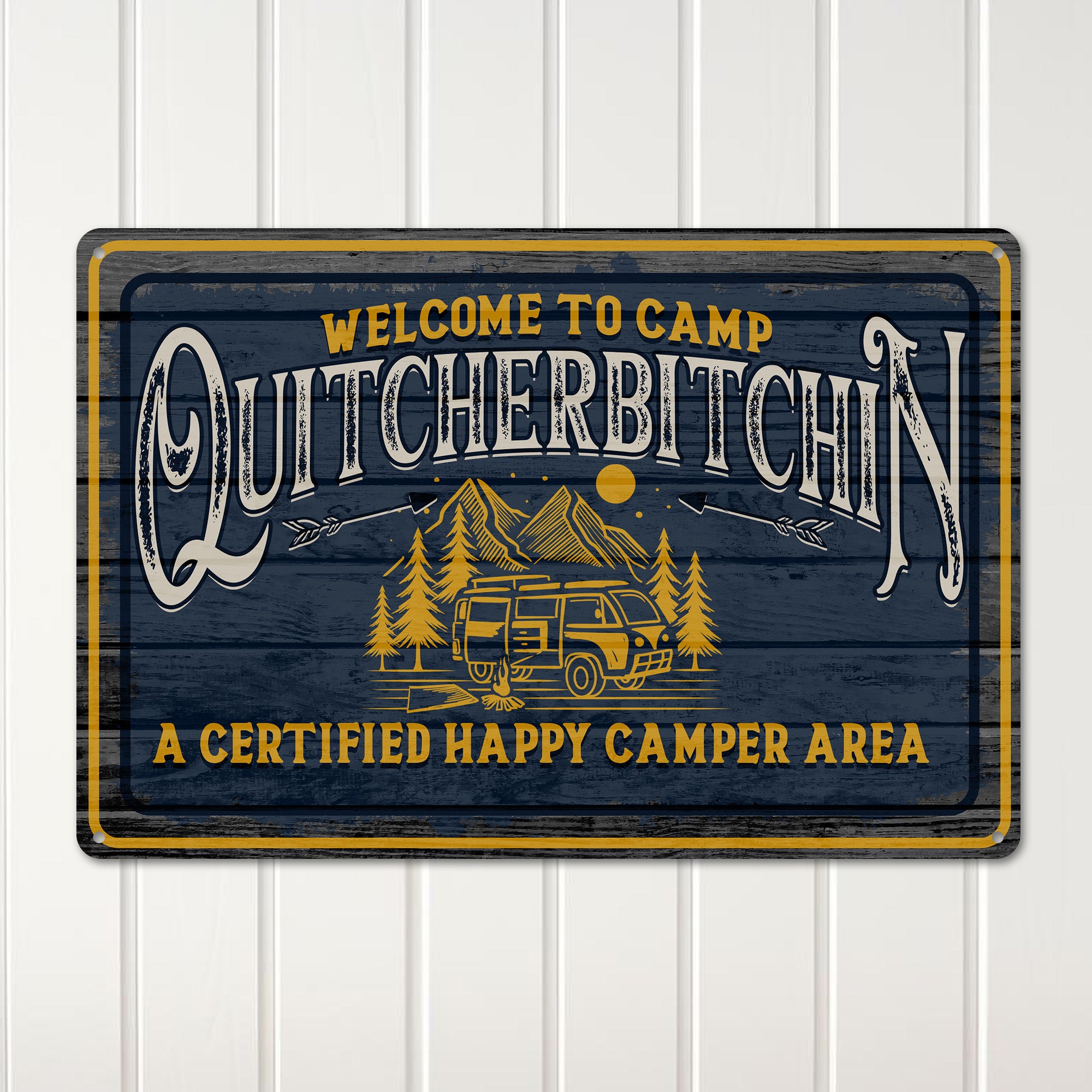 Personalized Camp Quitcherbitchin Metal Sign - Vintage Design for Happy Campers and Outdoor Enthusiasts - Image 3