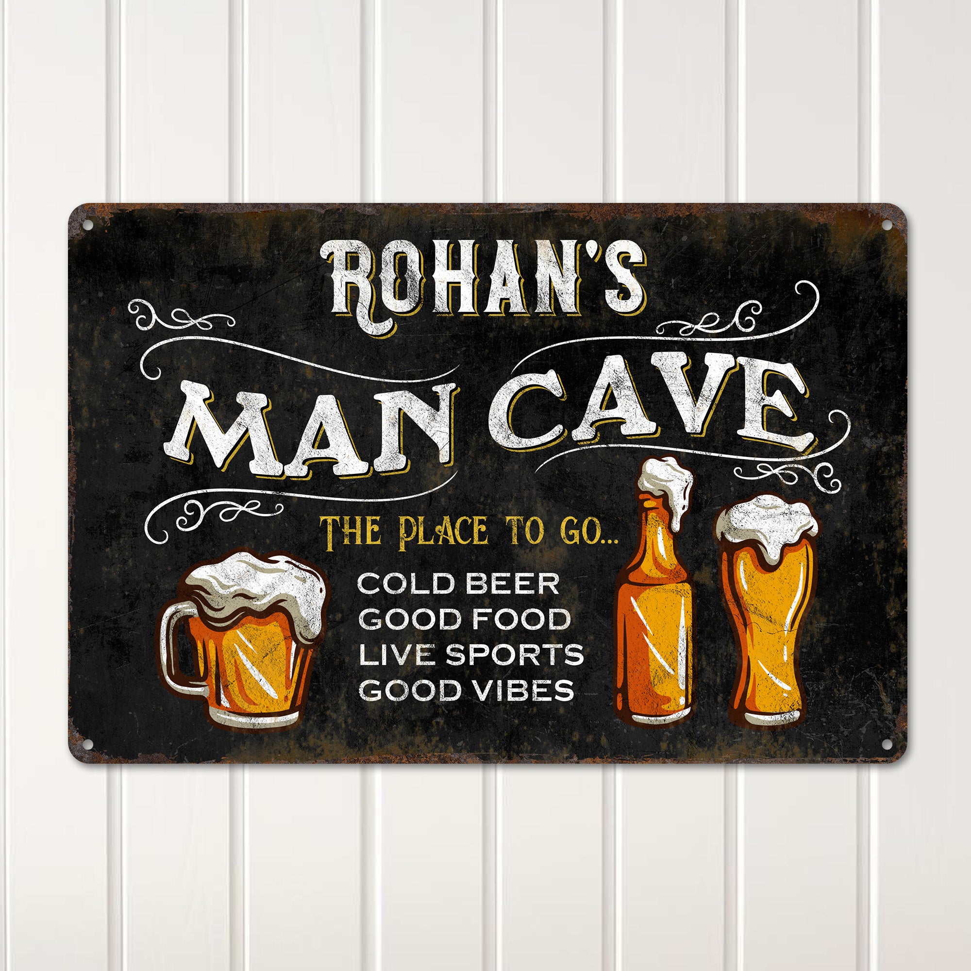 Personalized Man Cave Metal Sign - Custom Name Bar Decor for Beer Lovers - Rustic Gift for Him, Dad, or Personalized Home Decor - Image 2