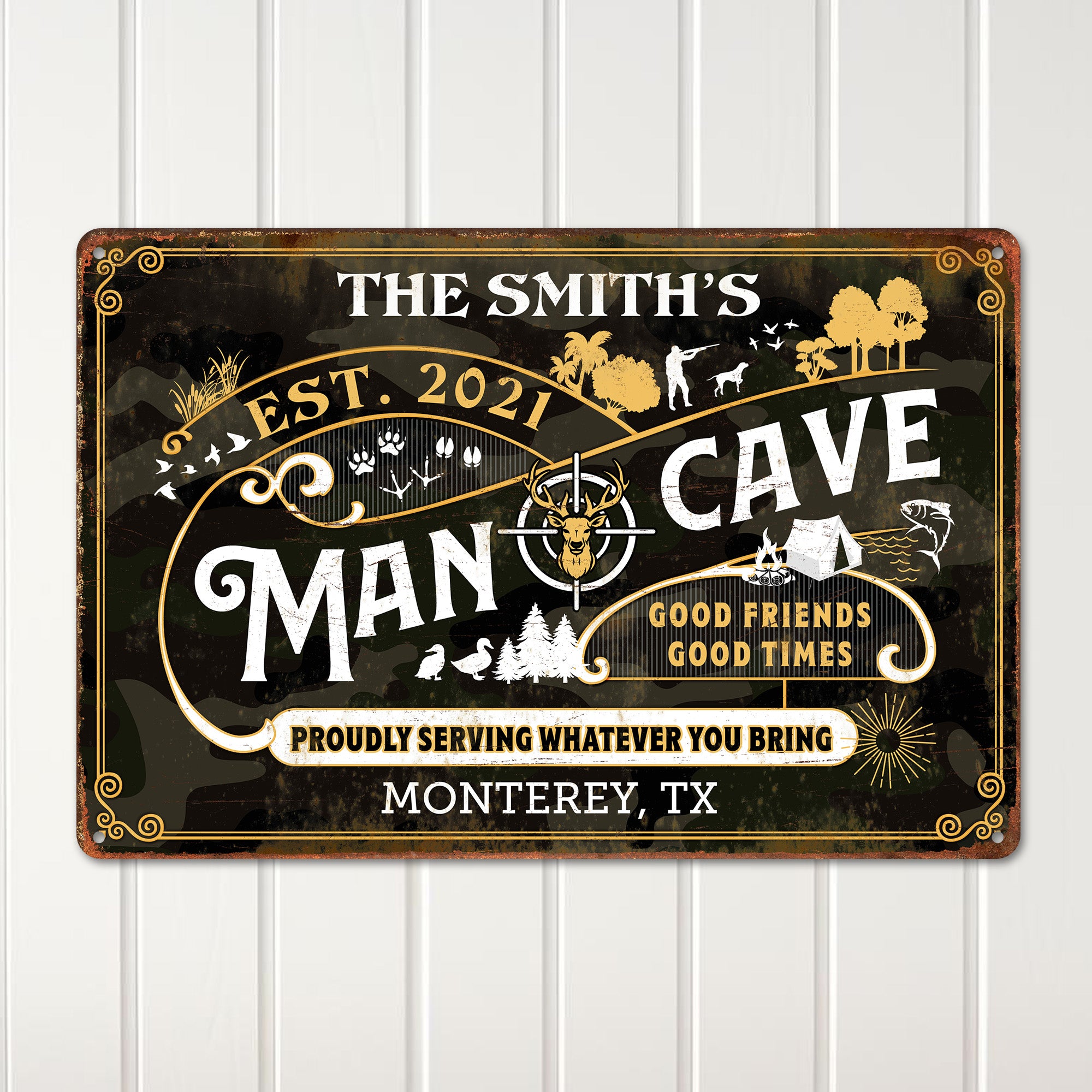 Personalized Rustic Metal Sign for Man Cave – Custom Family Name, Established Date, and Location - Image 2