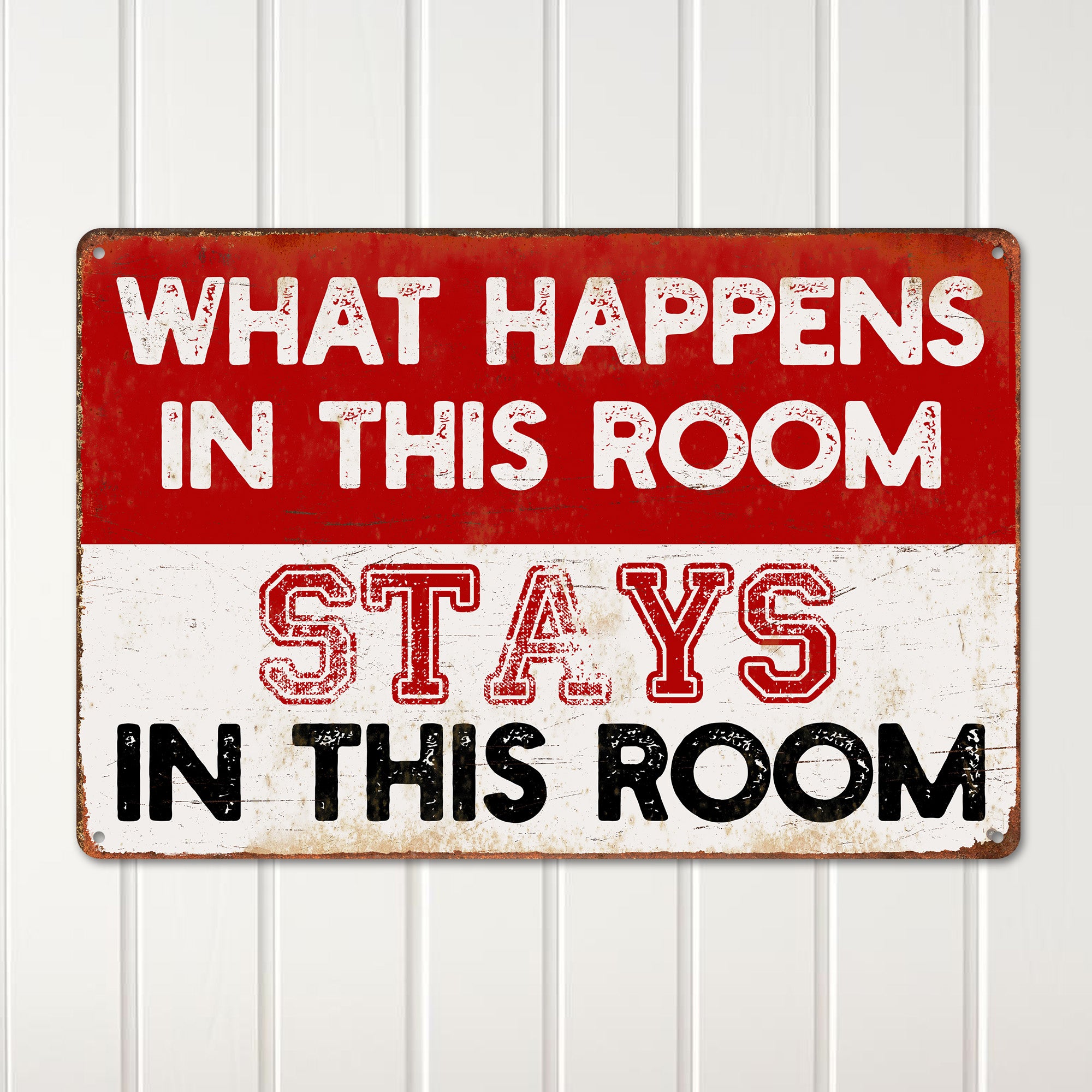 Personalized "What Happens in This Room" Retro Metal Sign - Customizable Handmade Gift for Home Décor - Image 2