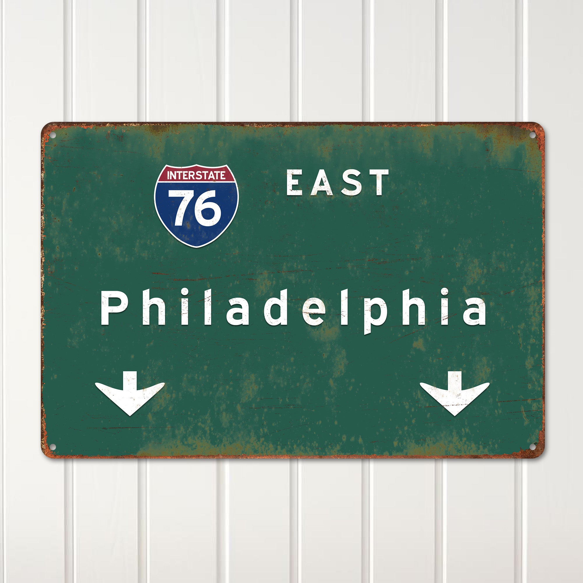 Personalized Vintage-Style Metal Sign - Interstate 76 East to Philadelphia Decorative Plaque for Home and Gift - Image 2
