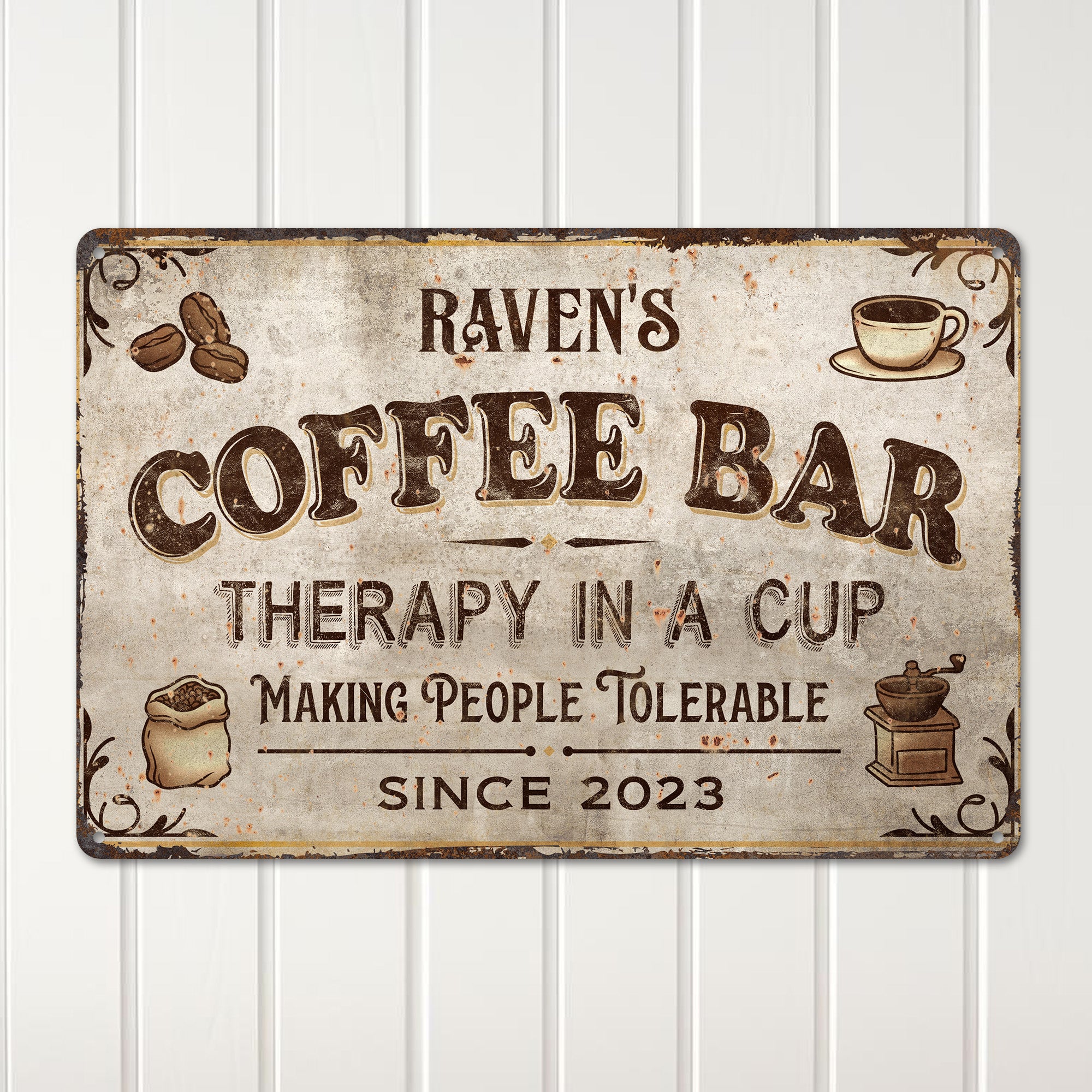 Personalized Vintage Metal Coffee Bar Sign – Customizable Rustic Decor for Home & Café – Unique Gift for Coffee Lovers - Image 2