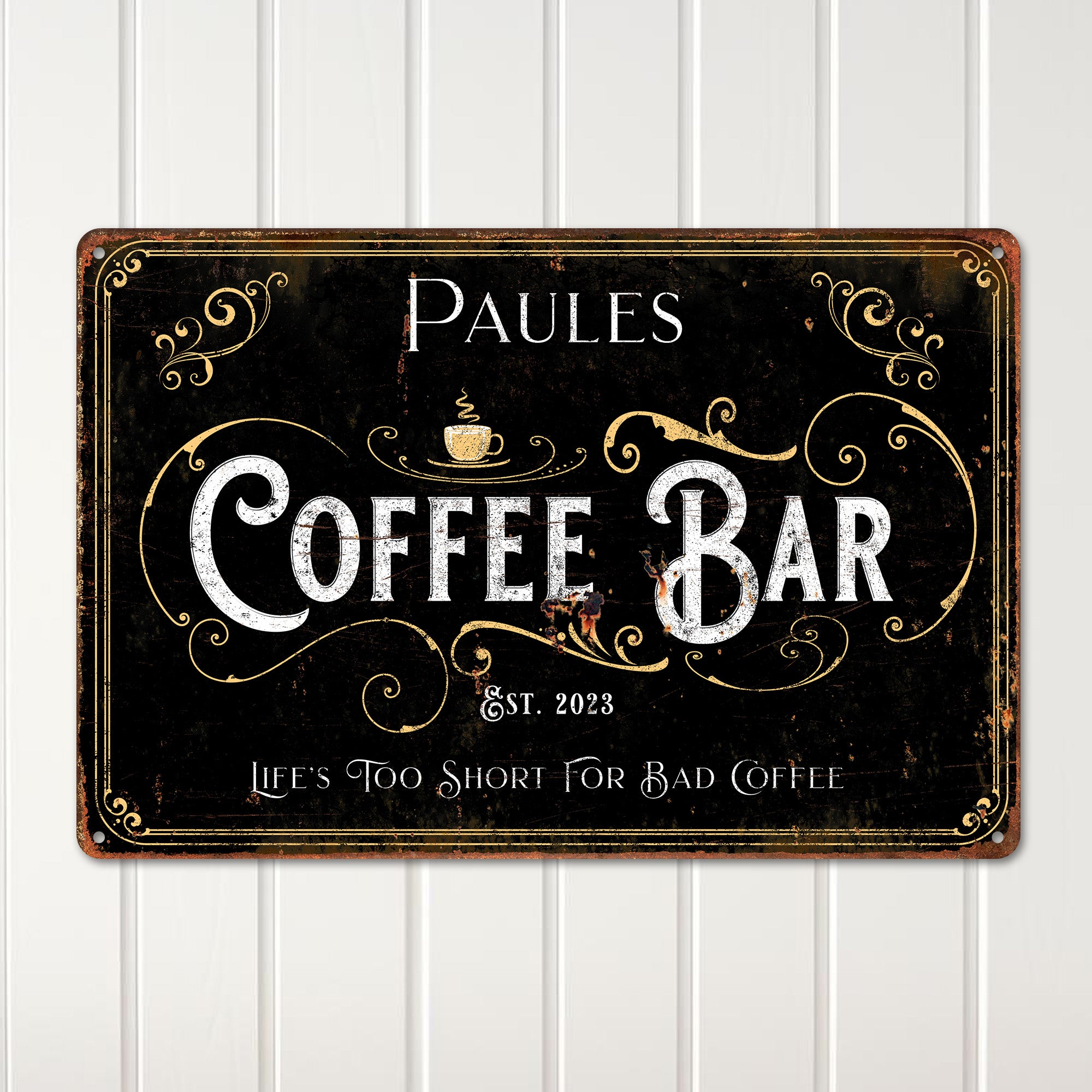 Personalized Vintage Style Metal Coffee Bar Sign – Customizable Rustic Coffee Shop Decor, Perfect Handmade Gift for Coffee Lovers - Image 2