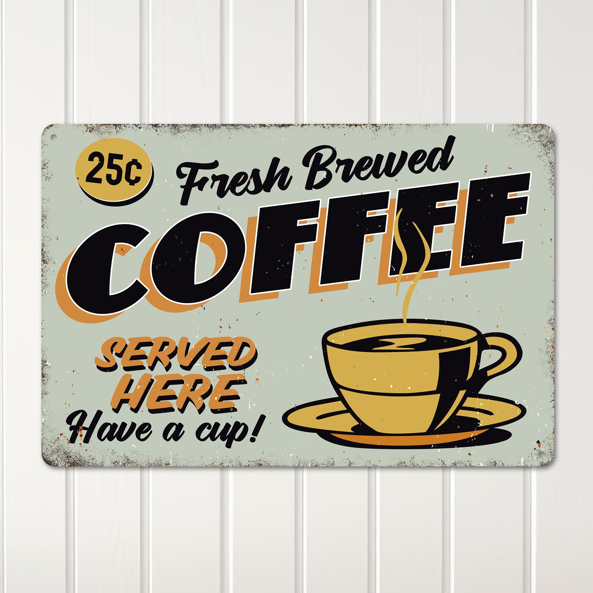 Vintage Retro Coffee Sign: Personalized Handcrafted Metal Art for Coffee Lovers - Image 2