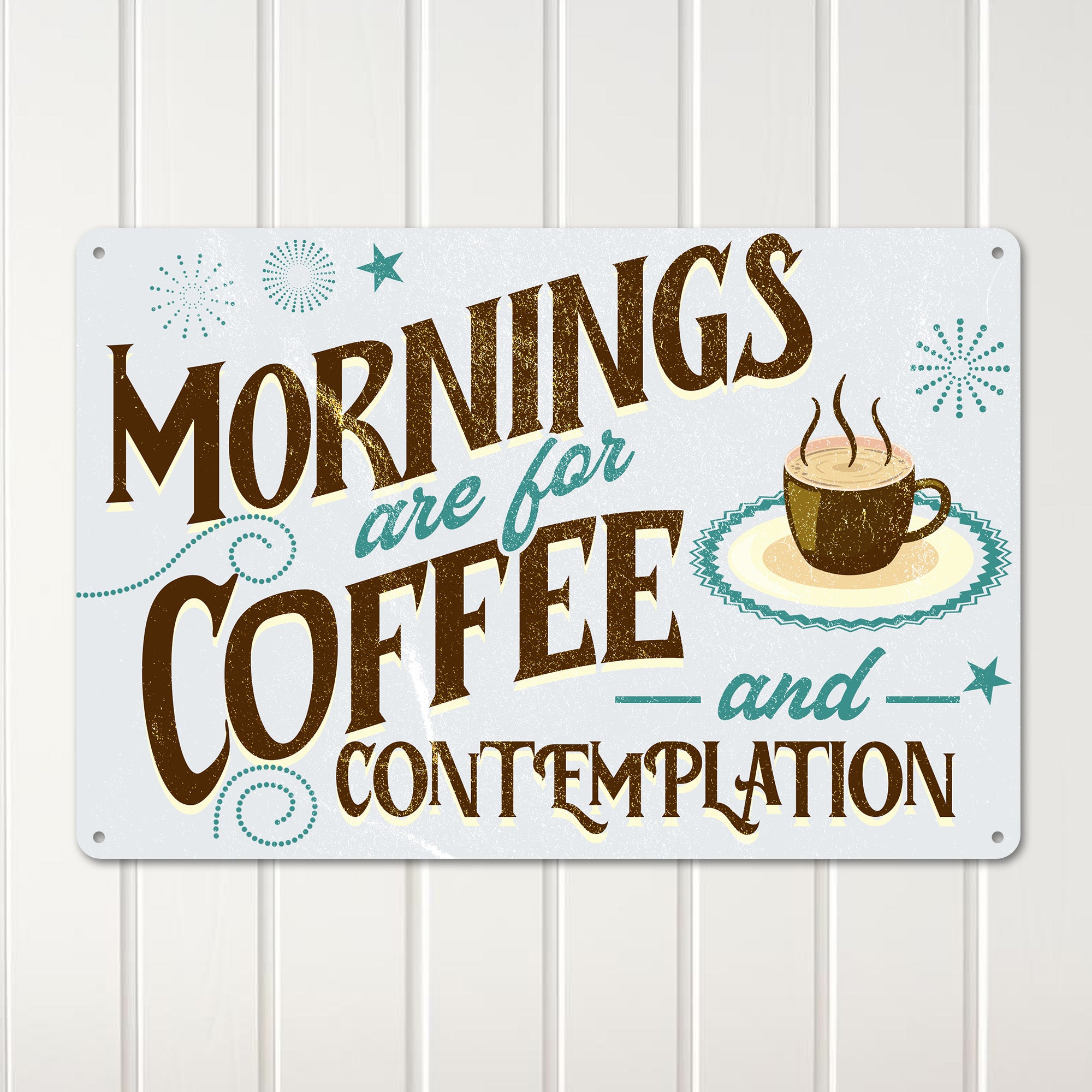 Personalized Morning Coffee & Contemplation Metal Sign - Vintage Home Decor Gift for Coffee Lovers - Image 2