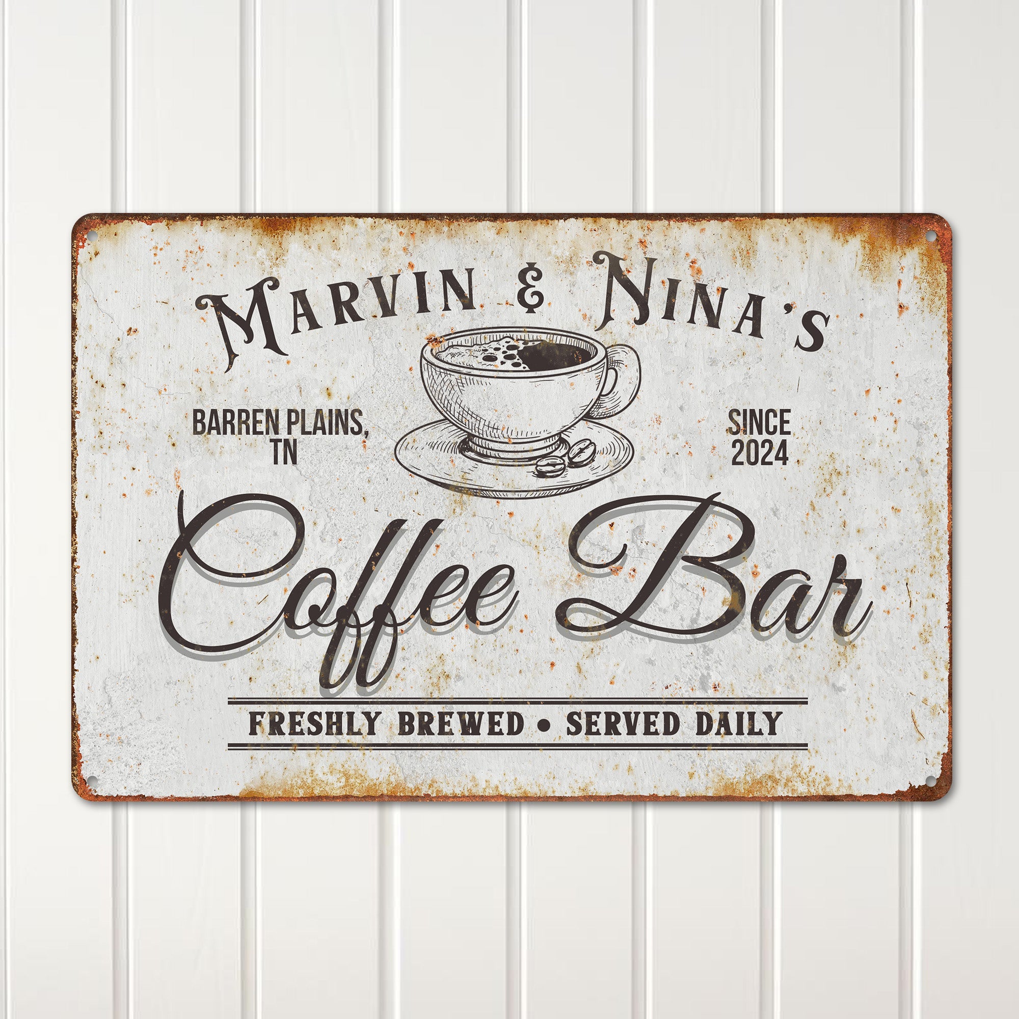Custom Vintage Style Metal Coffee Bar Sign - Personalized Rustic Café Decor - Ideal Gift for Coffee Lovers - Image 2