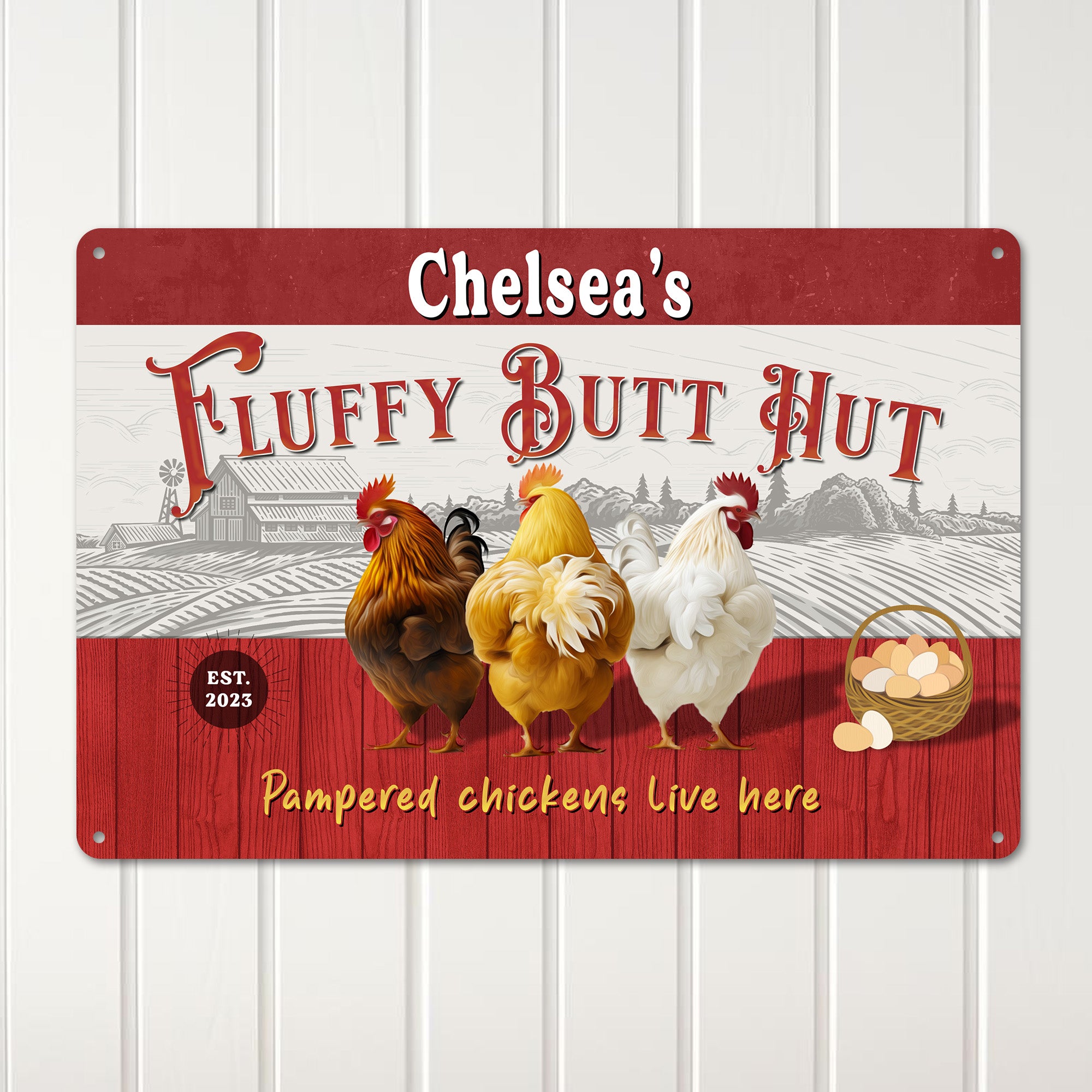 Customizable "Fluffy Butt Hut" Metal Sign - Rustic Chicken Coop Decor, Personalized Farmhouse Gift for Chicken Lovers - Image 3