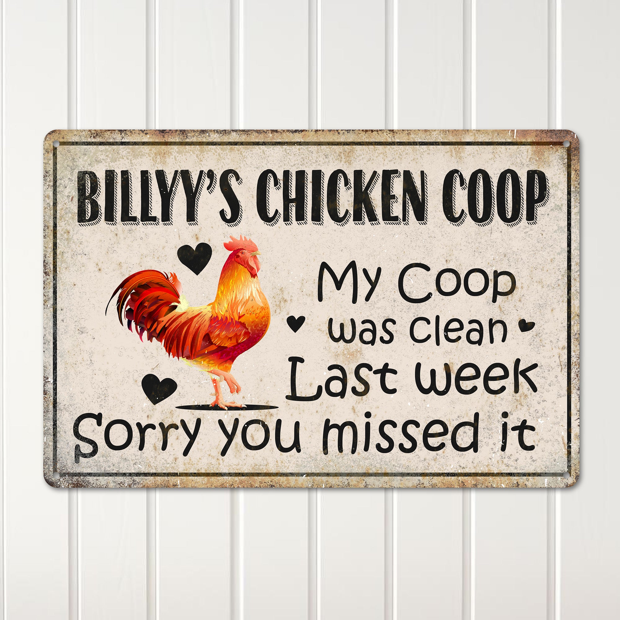 Personalized Rustic Metal Chicken Coop Sign - Humorous Farmhouse Decor for Chicken Lovers - Image 2