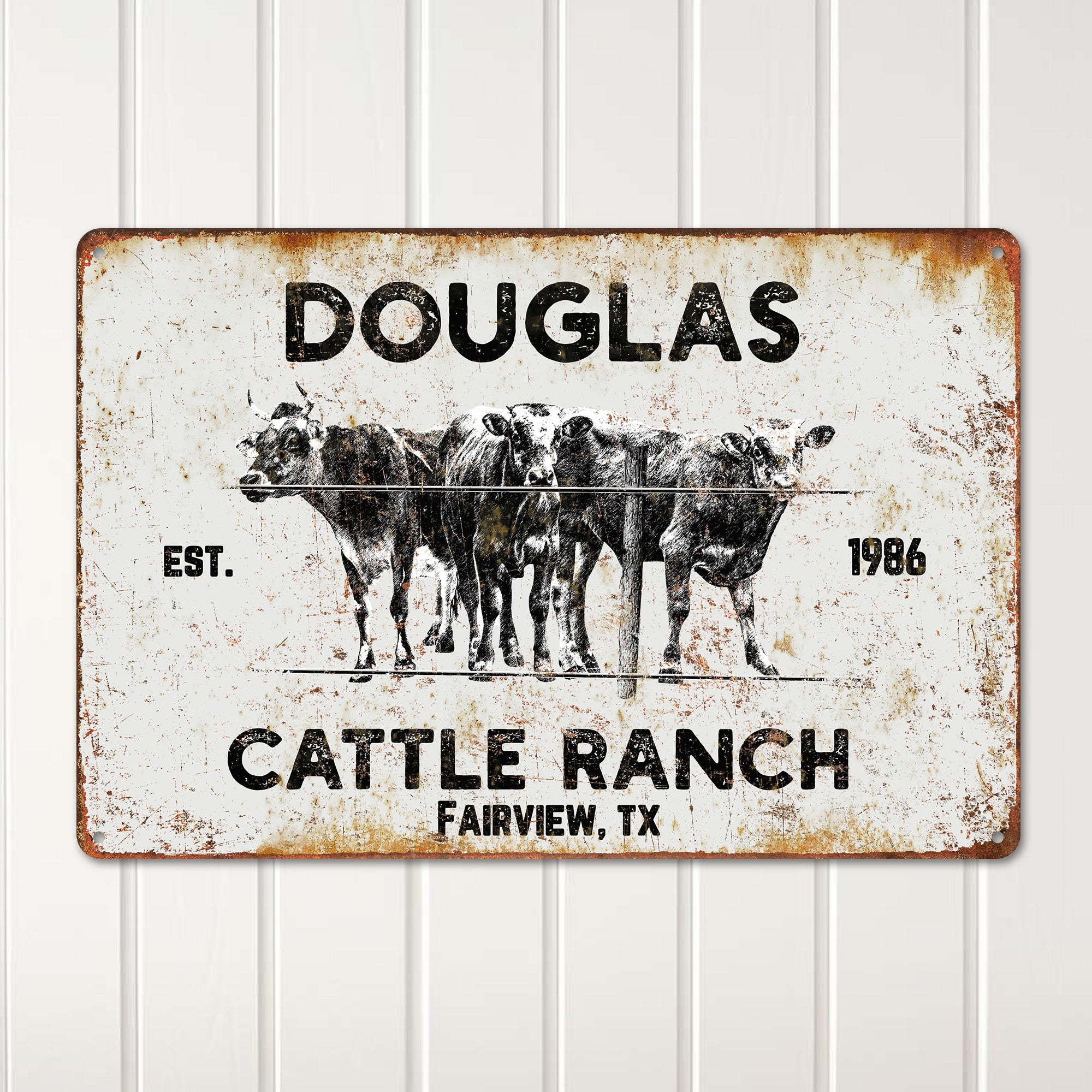 Personalized Rustic Metal Cattle Ranch Sign - Custom Farmhouse Decor for Ranch Enthusiasts, Established Date Included - Image 2