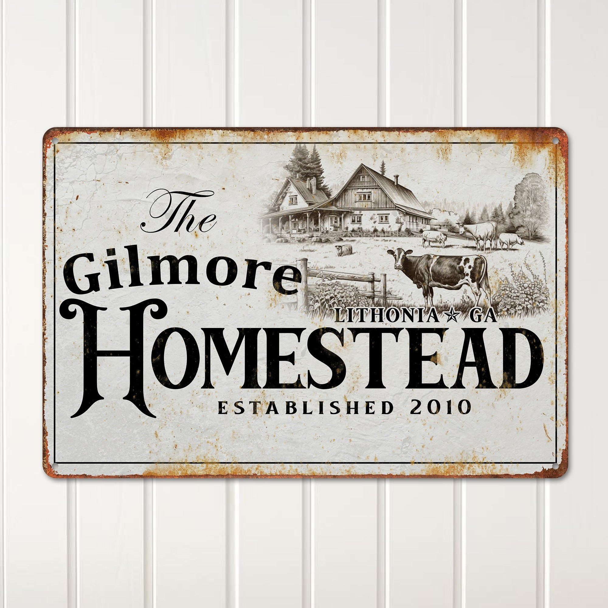 Personalized Rustic Metal Homestead Sign – Custom Name & Date | Vintage Farmhouse Decor for Family Homes - Image 2