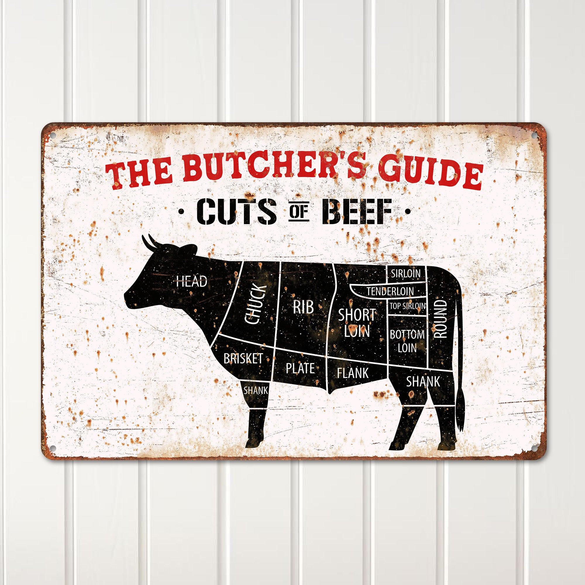 Personalized Metal Butcher's Guide Sign - Rustic Cuts of Beef Chart for Kitchen & BBQ Lovers - Image 2