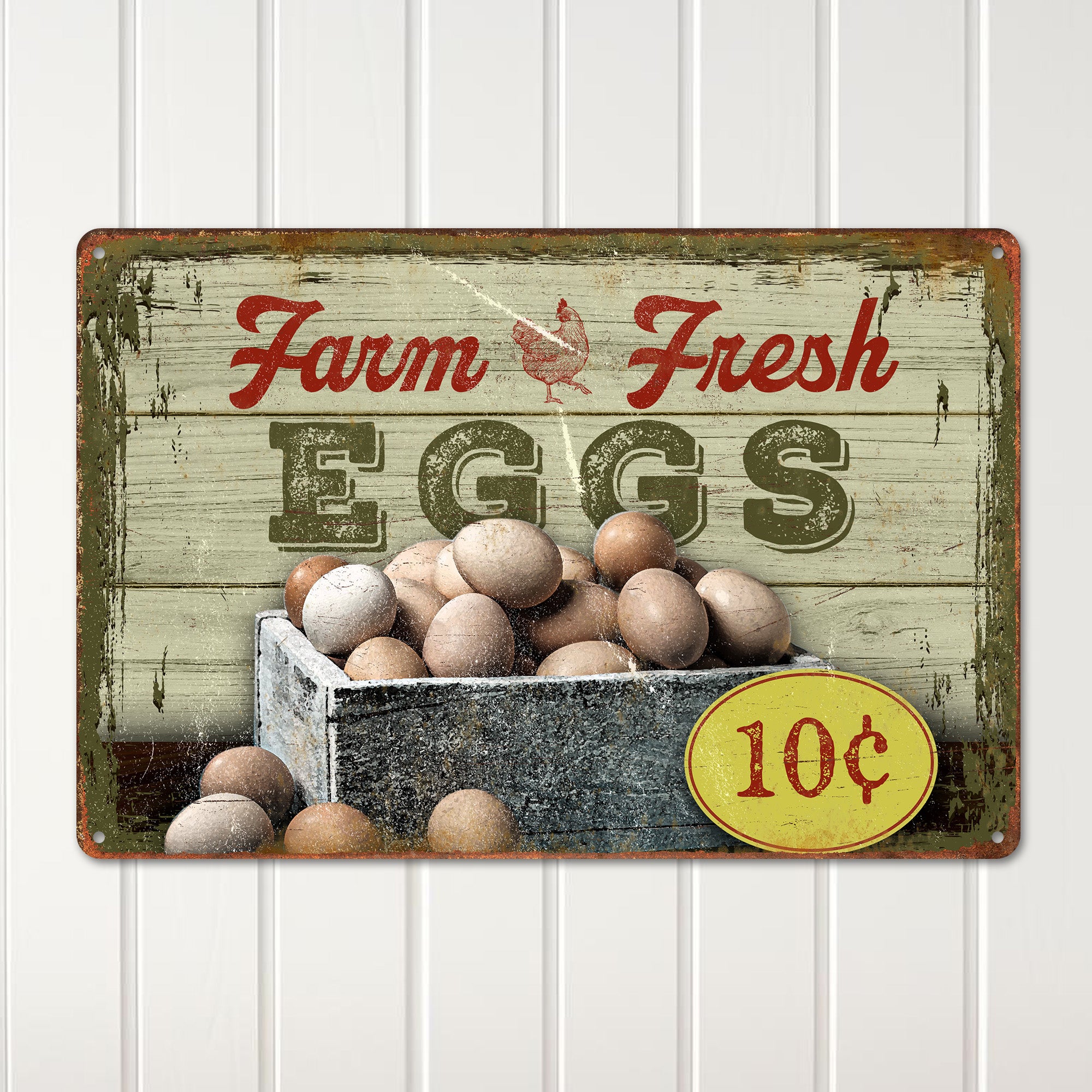 Rustic Farm Fresh Eggs Vintage Metal Sign – Personalized Handmade Wall Decor for Kitchen or Homestead - Image 2